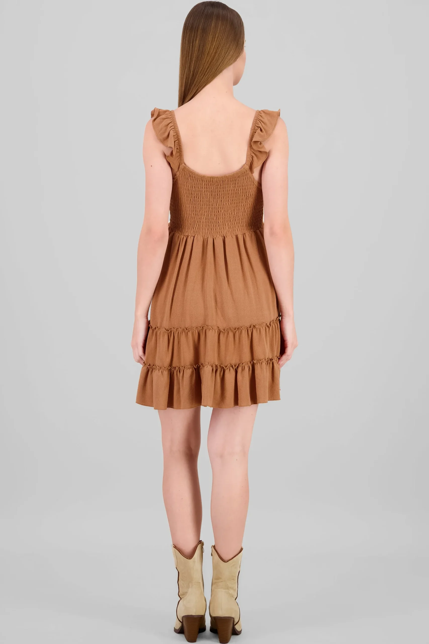 Shasa Mini Smock Dress with Ruffled Straps