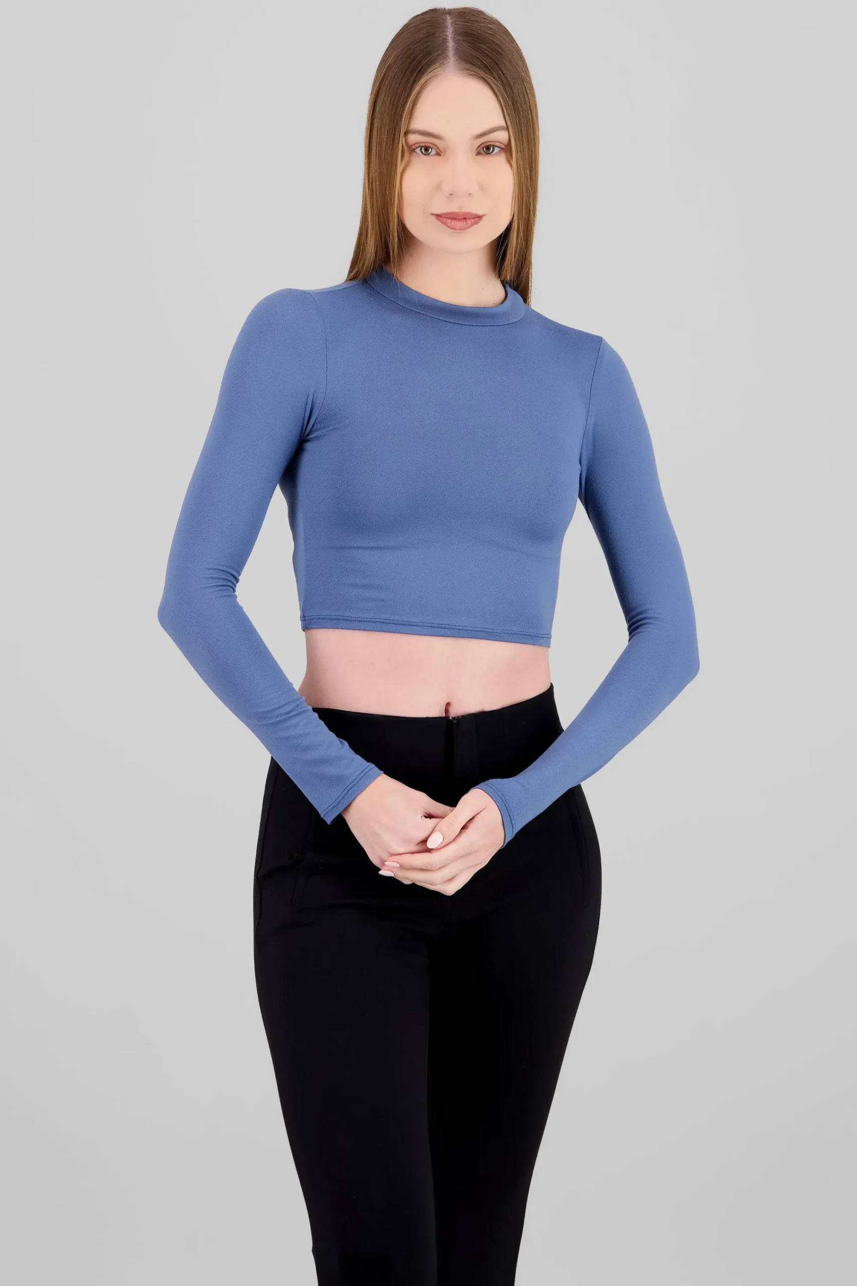 Shasa Neck Detail Long Sleeve Top