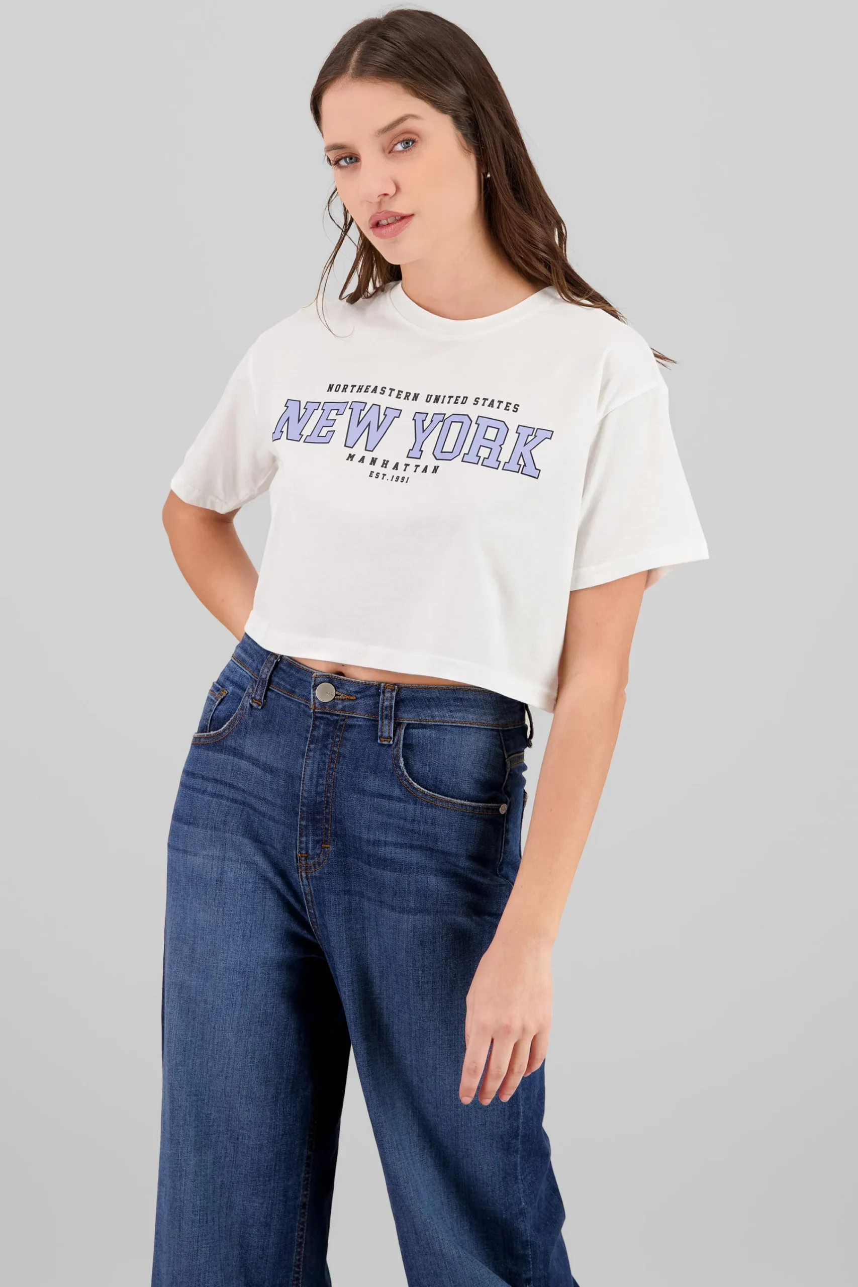 Shasa New York print crop top