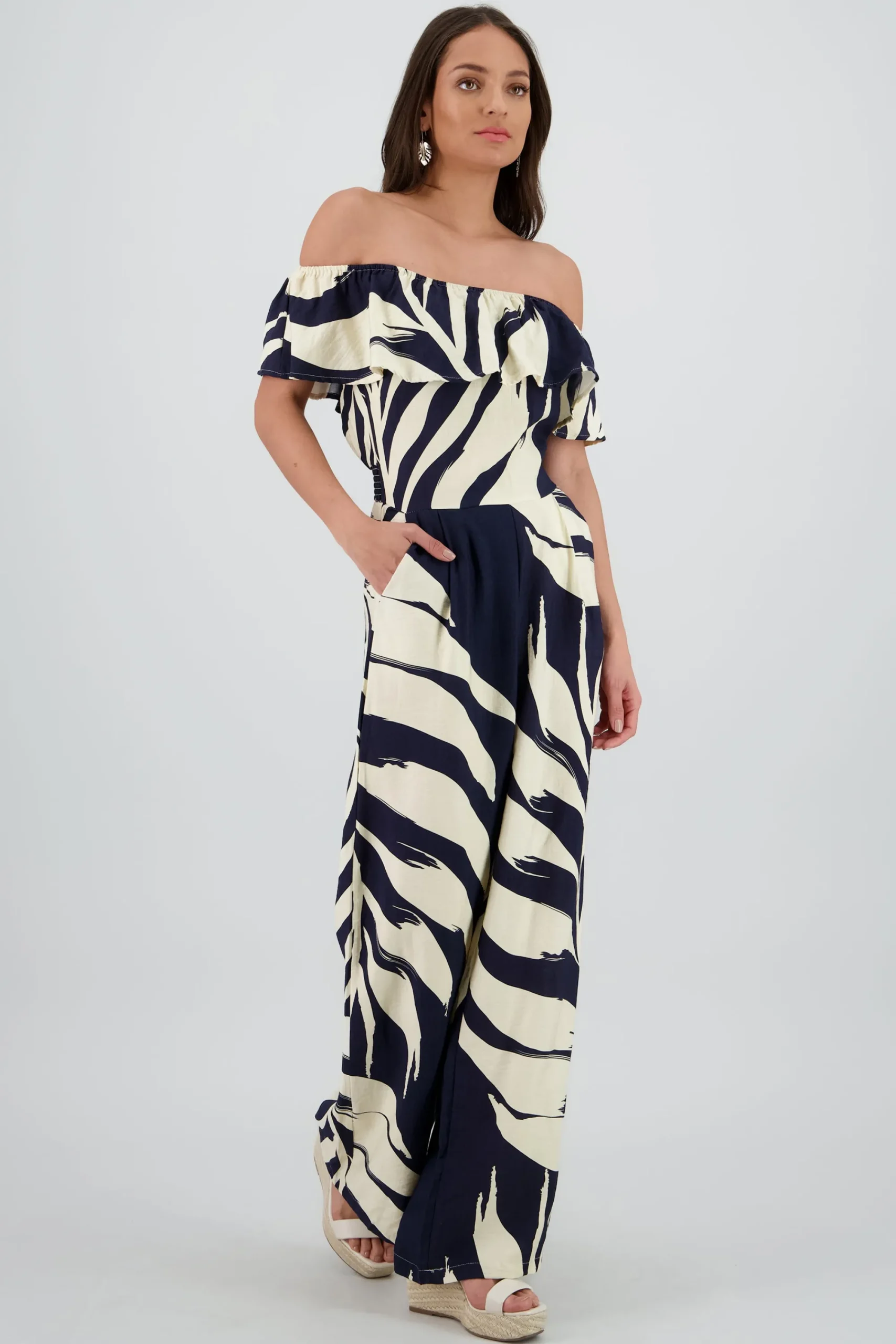 Shasa Off Shoulder Printed Jumpsuit
