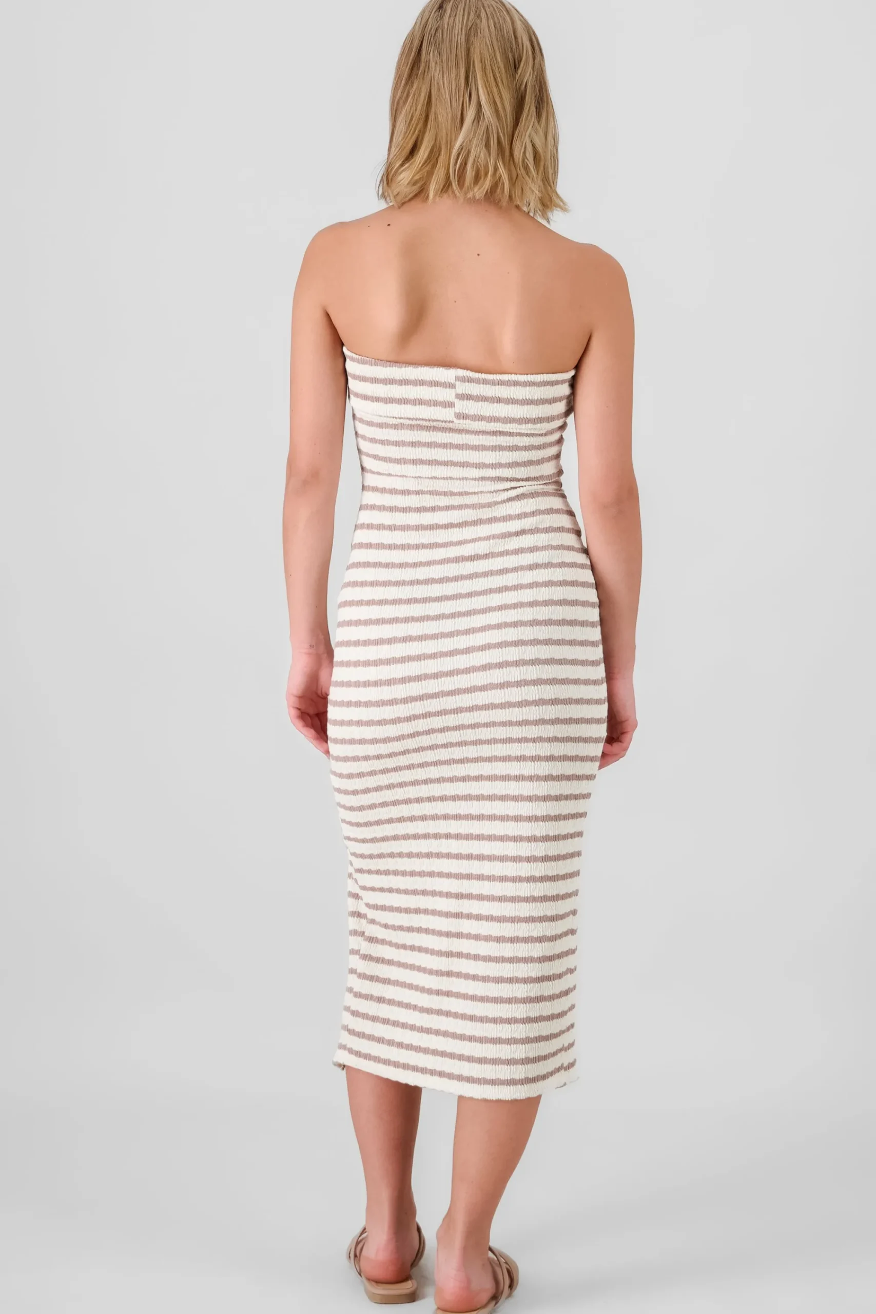 Shasa Off Shoulder Striped Print Dress