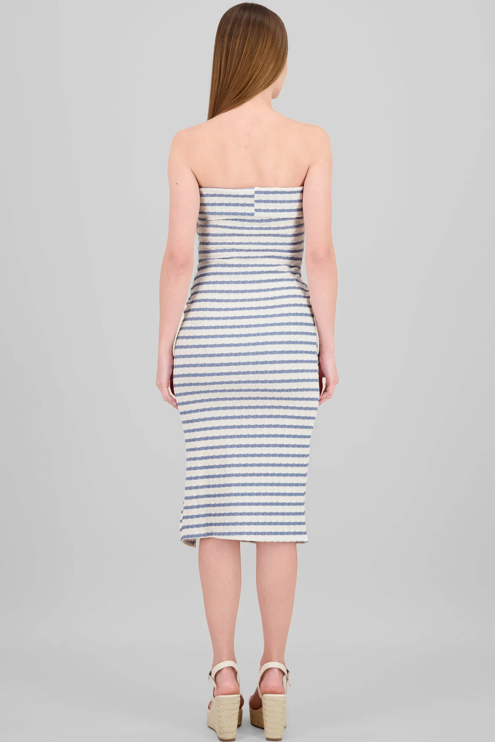 Shasa Off Shoulder Striped Print Dress