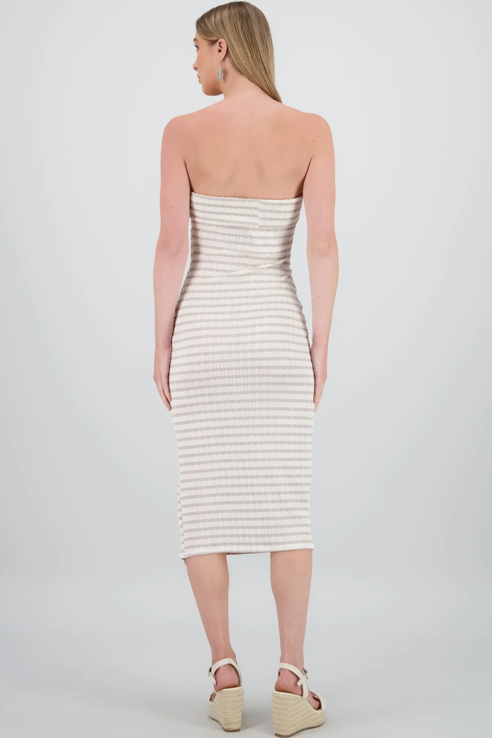 Shasa Off Shoulder Striped Print Dress
