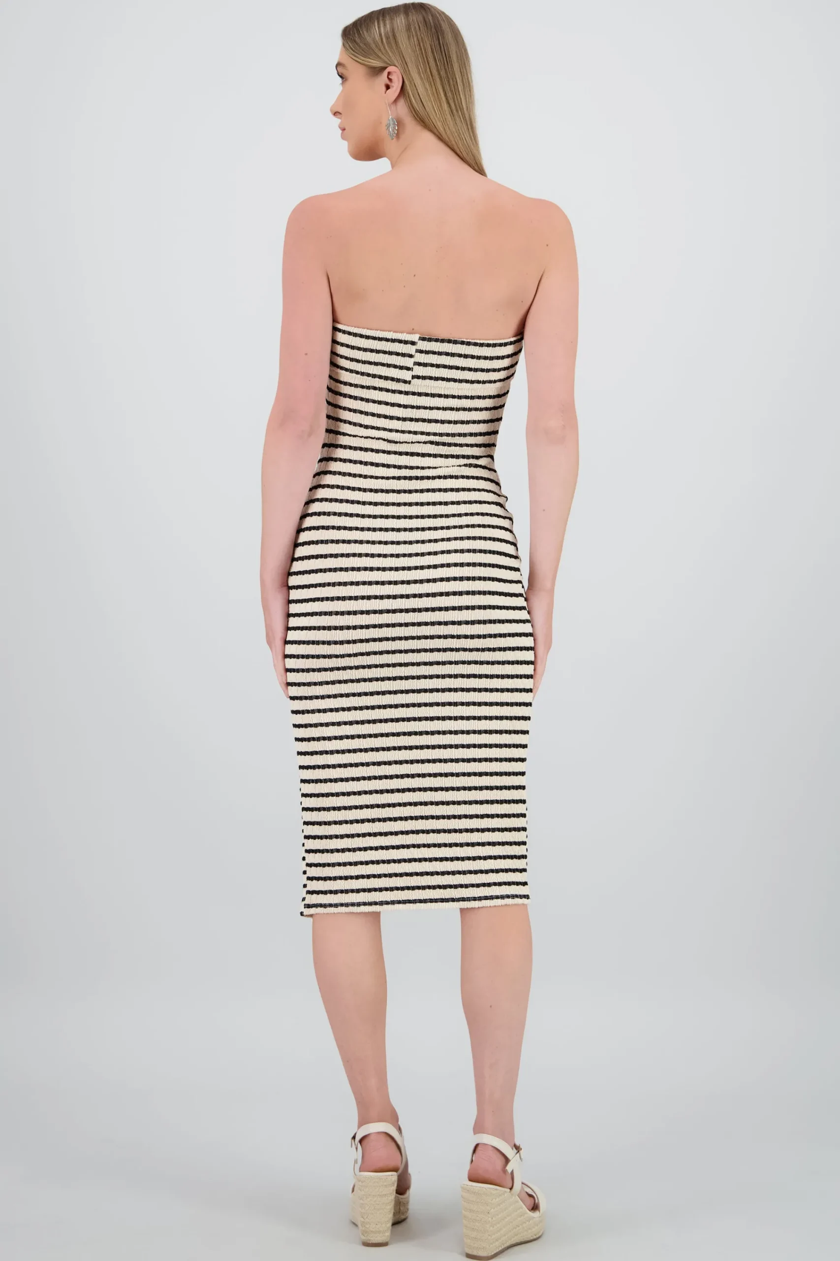 Shasa Off Shoulder Striped Print Dress