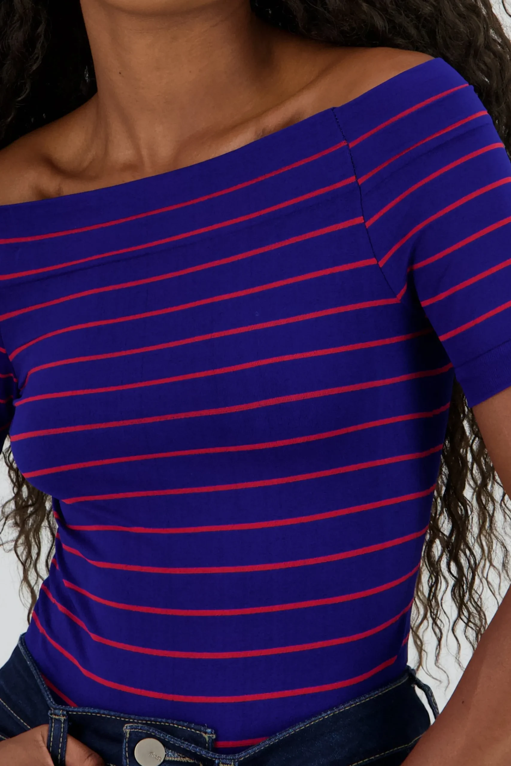 Shasa One Shoulder Striped Bodysuit