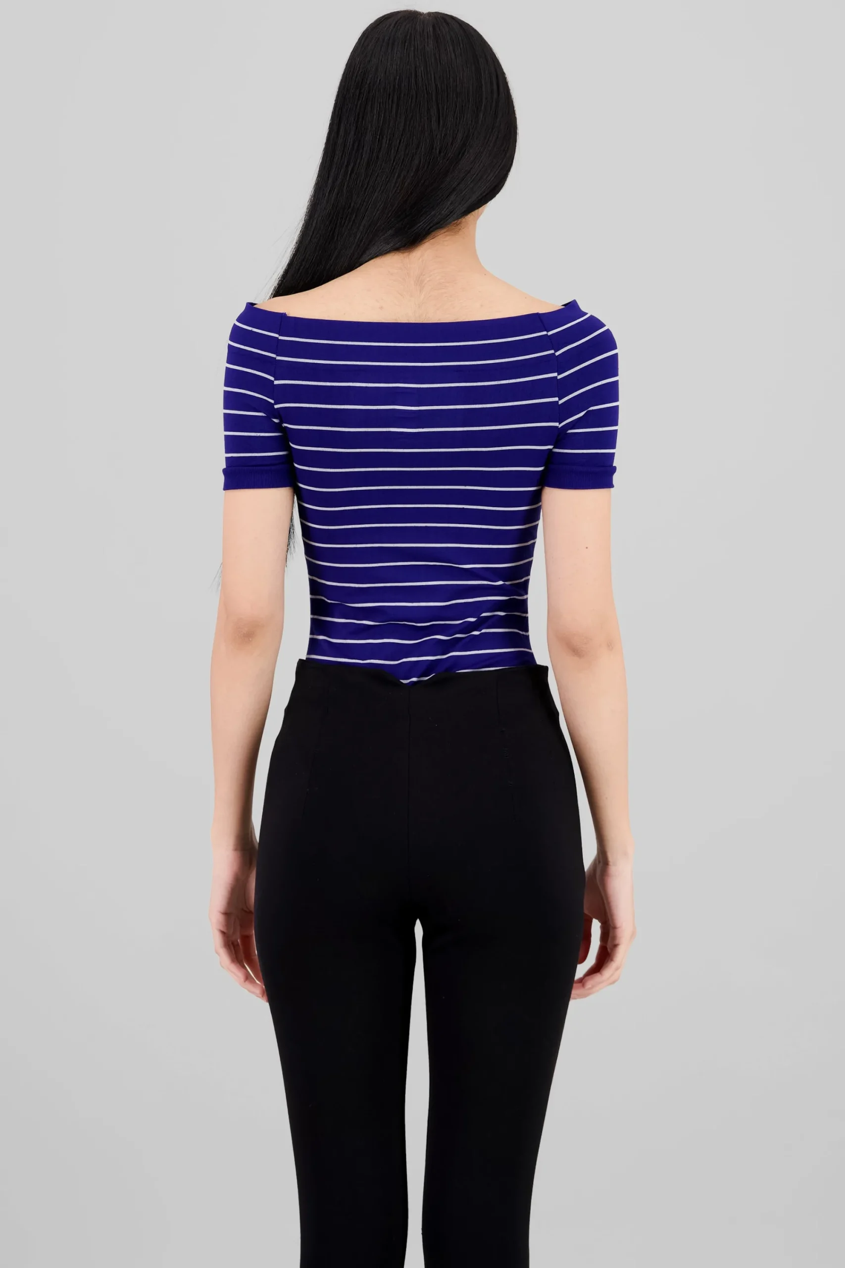 Shasa One Shoulder Striped Bodysuit