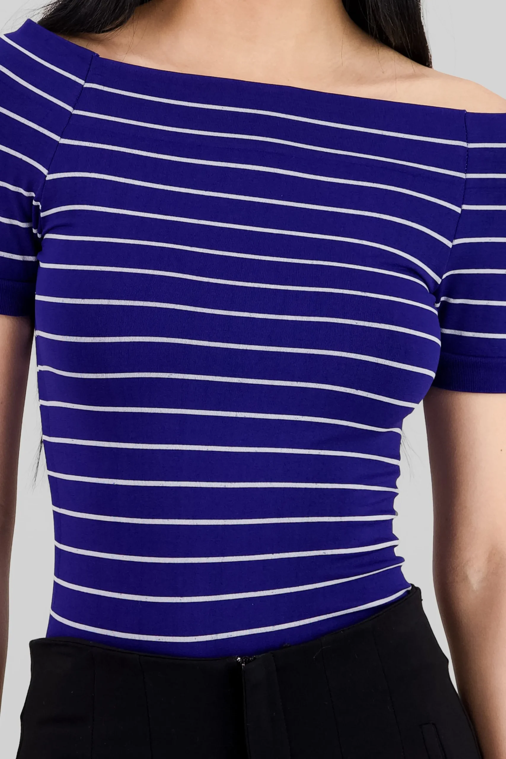Shasa One Shoulder Striped Bodysuit