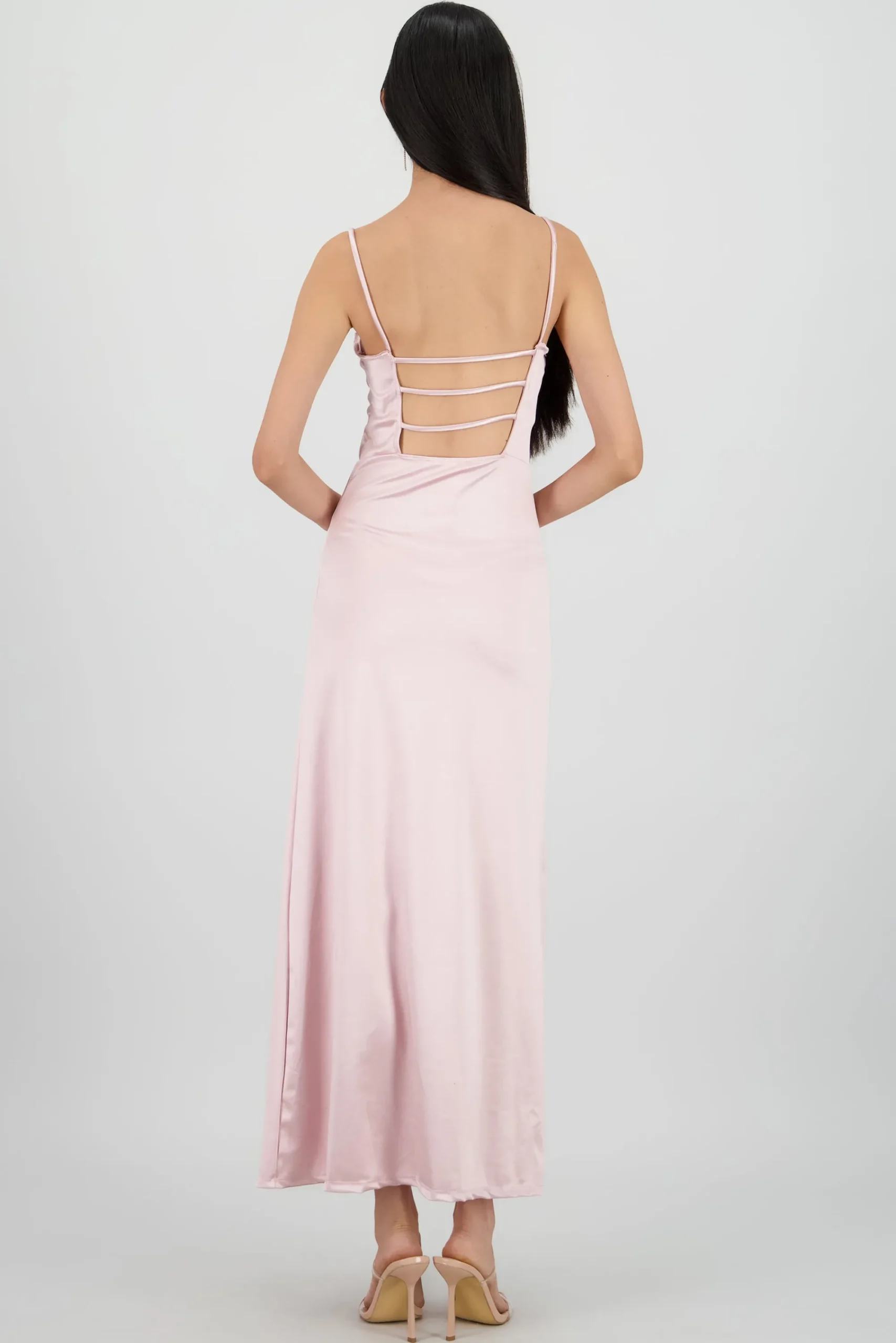 Shasa Open Back Satin Maxi Dress