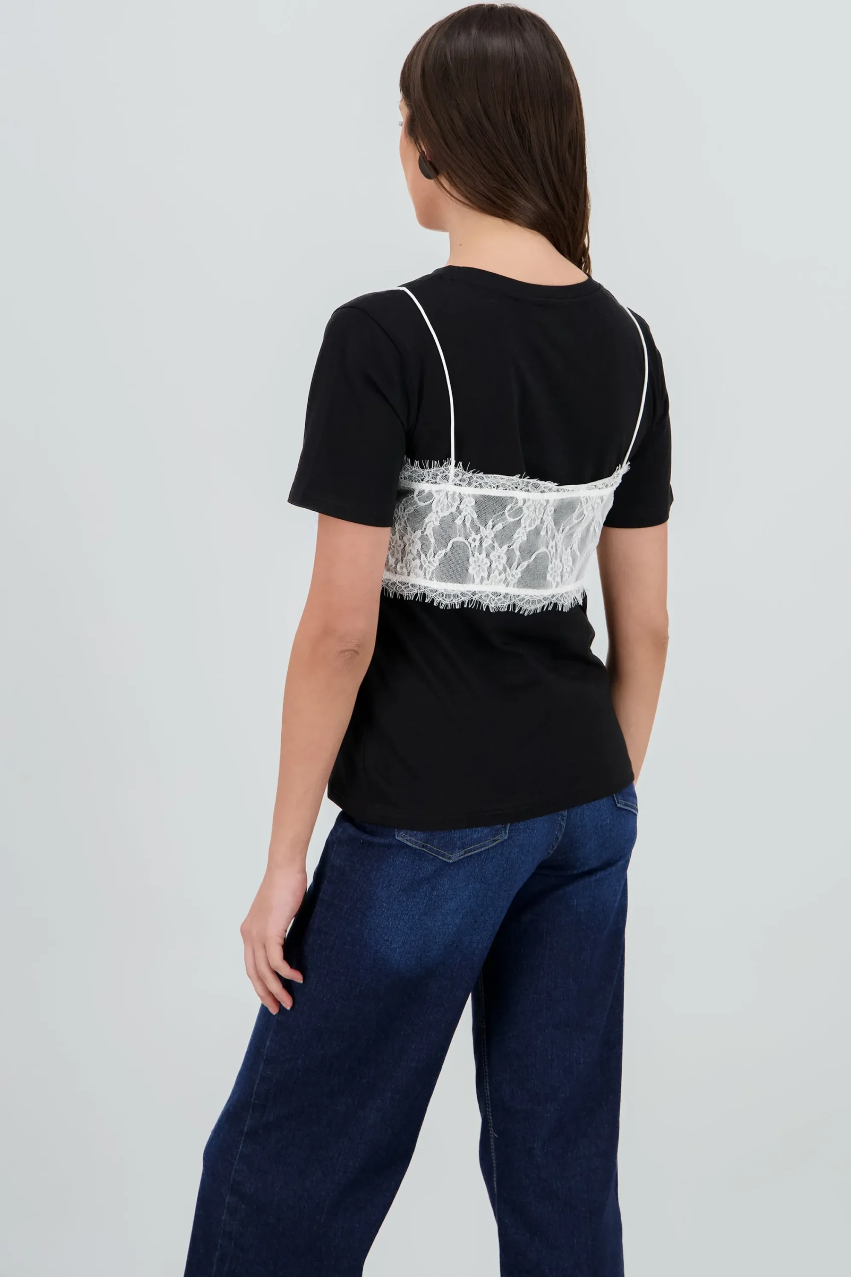 Shasa Oversized T Shirt with Lace Detail