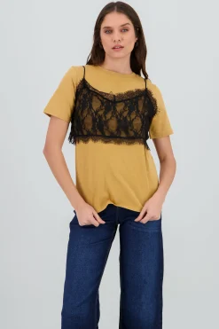 Shasa Oversized T Shirt with Lace Detail