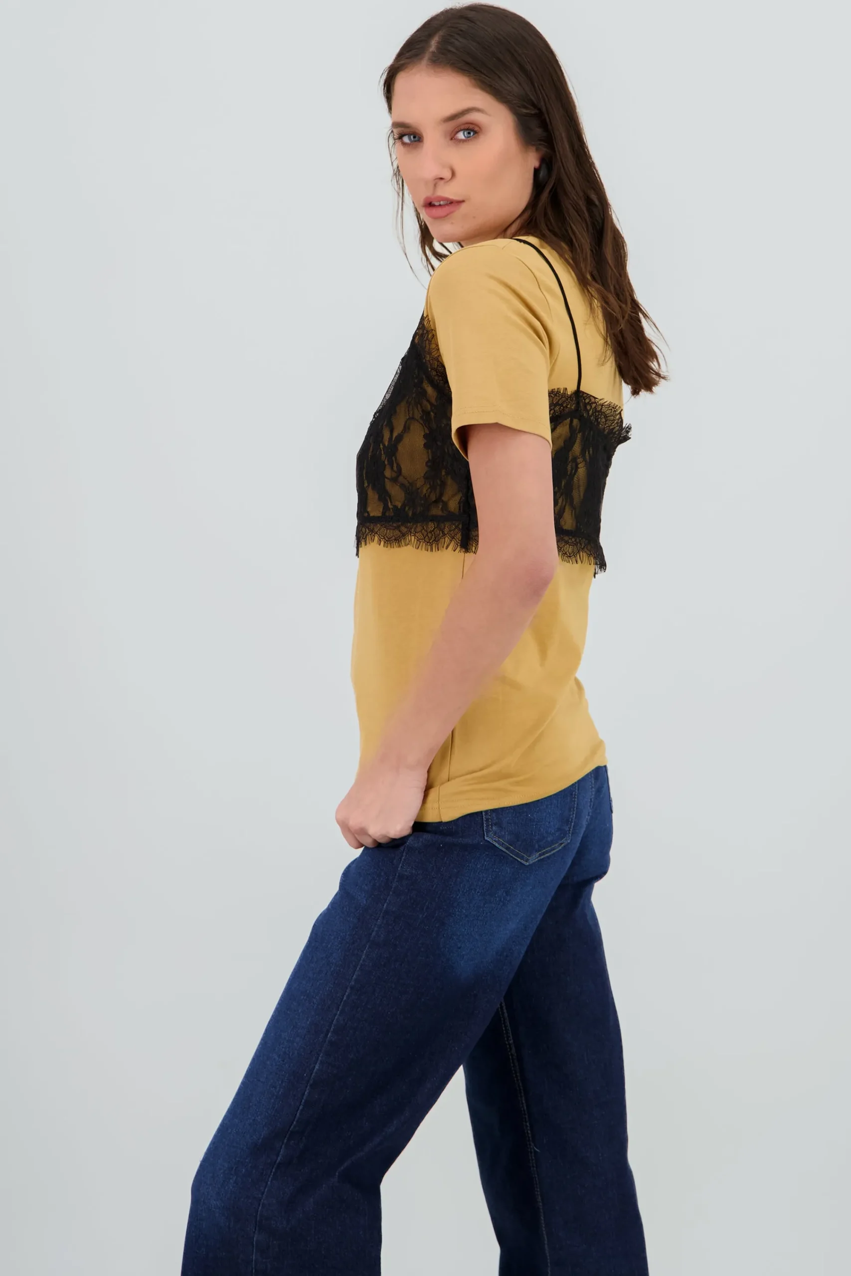 Shasa Oversized T Shirt with Lace Detail