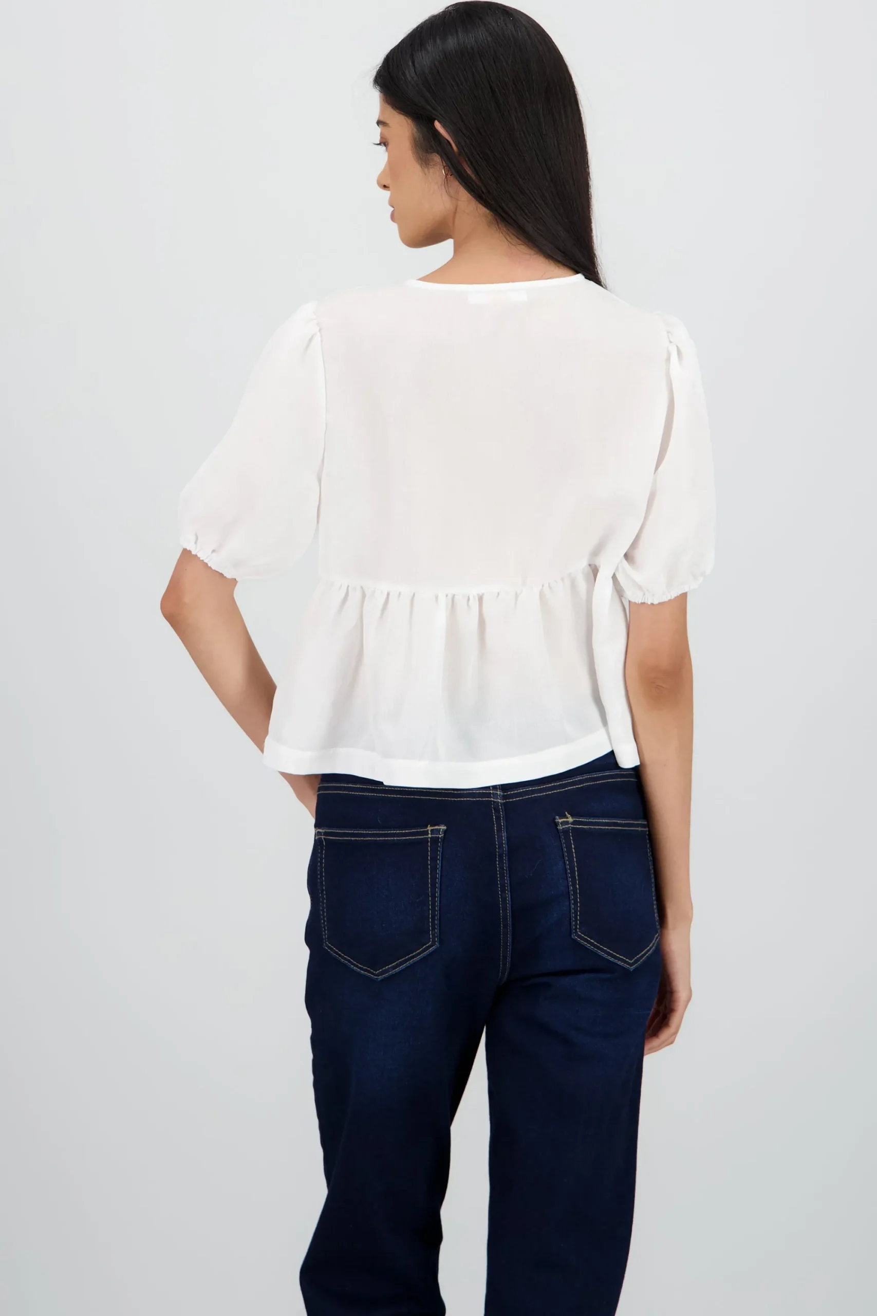 Shasa Peplum Blouse with Bow