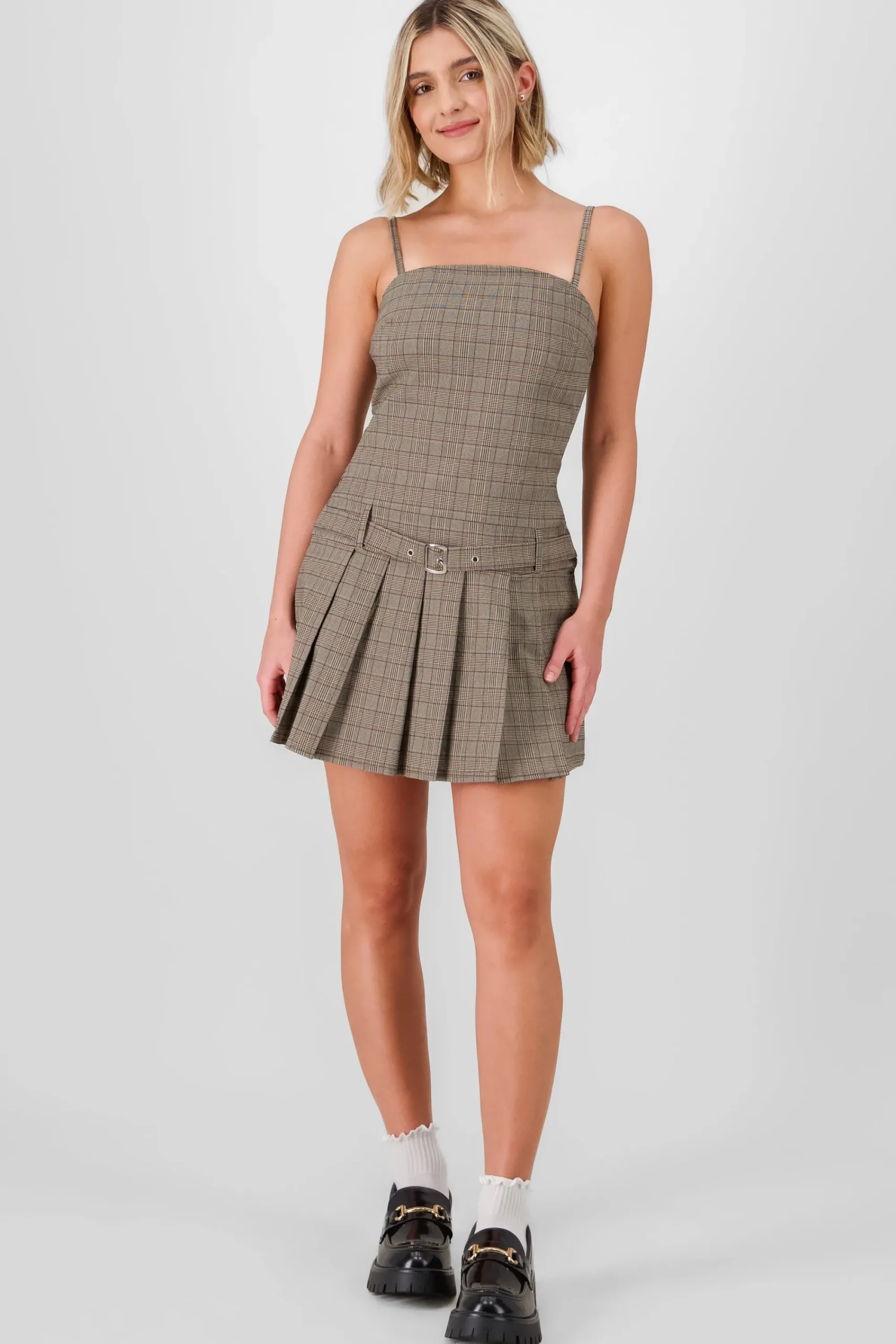 Shasa Plaid Pleated Dress