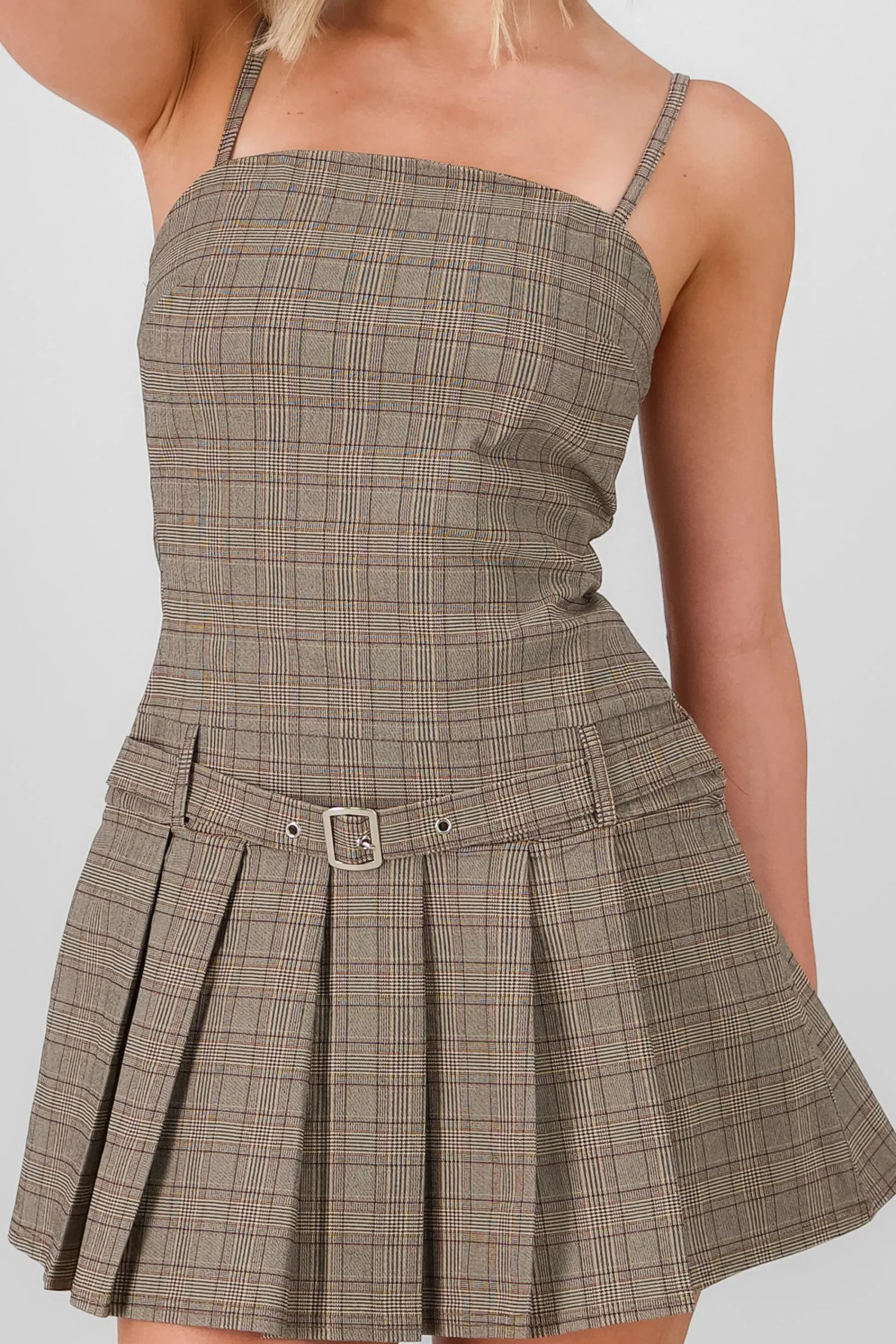Shasa Plaid Pleated Dress