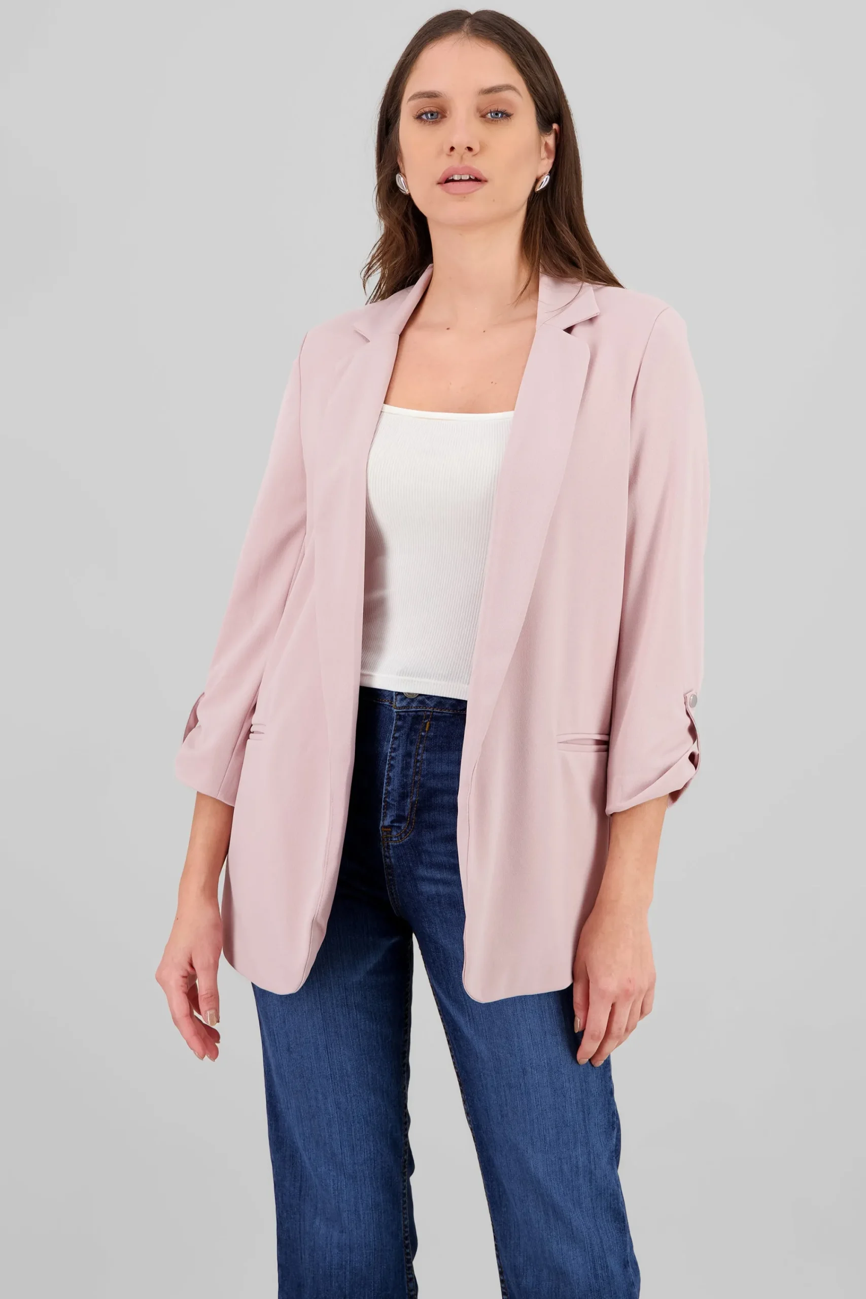 Shasa Plain 3/4 Sleeve Blazer
