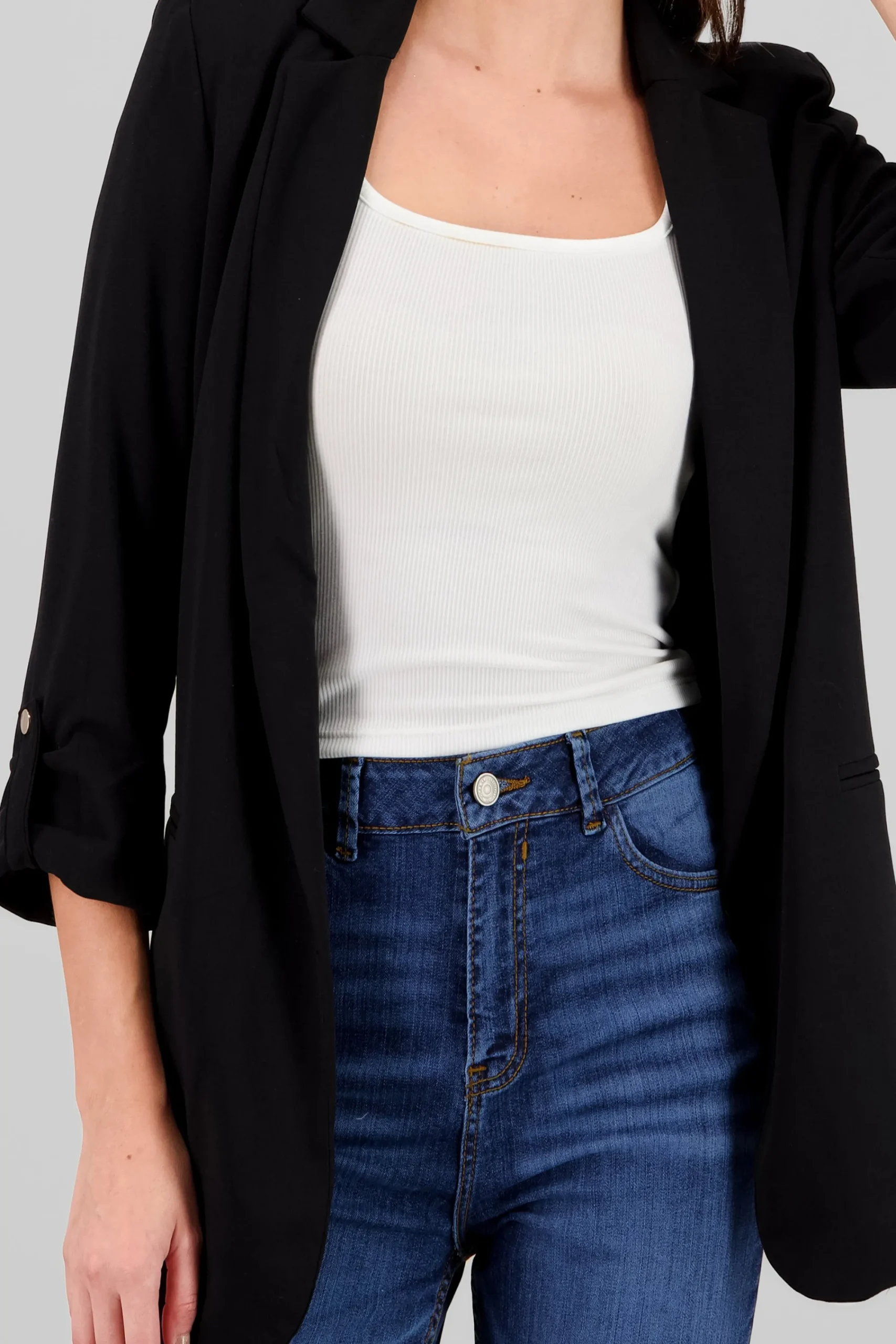 Shasa Plain 3/4 Sleeve Blazer