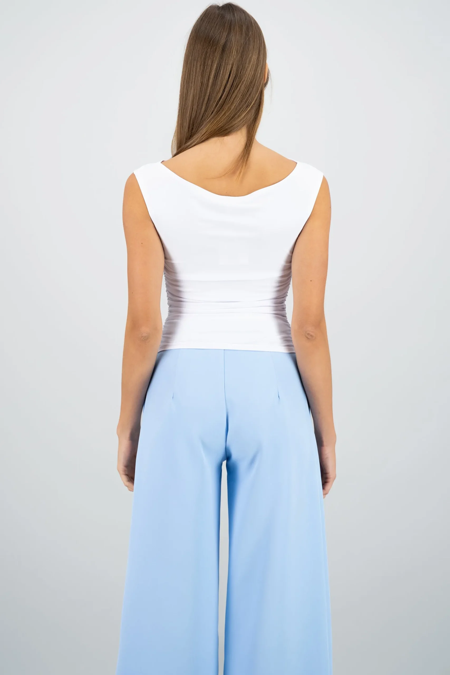 Shasa Plain Cowl Neck Pleated Top