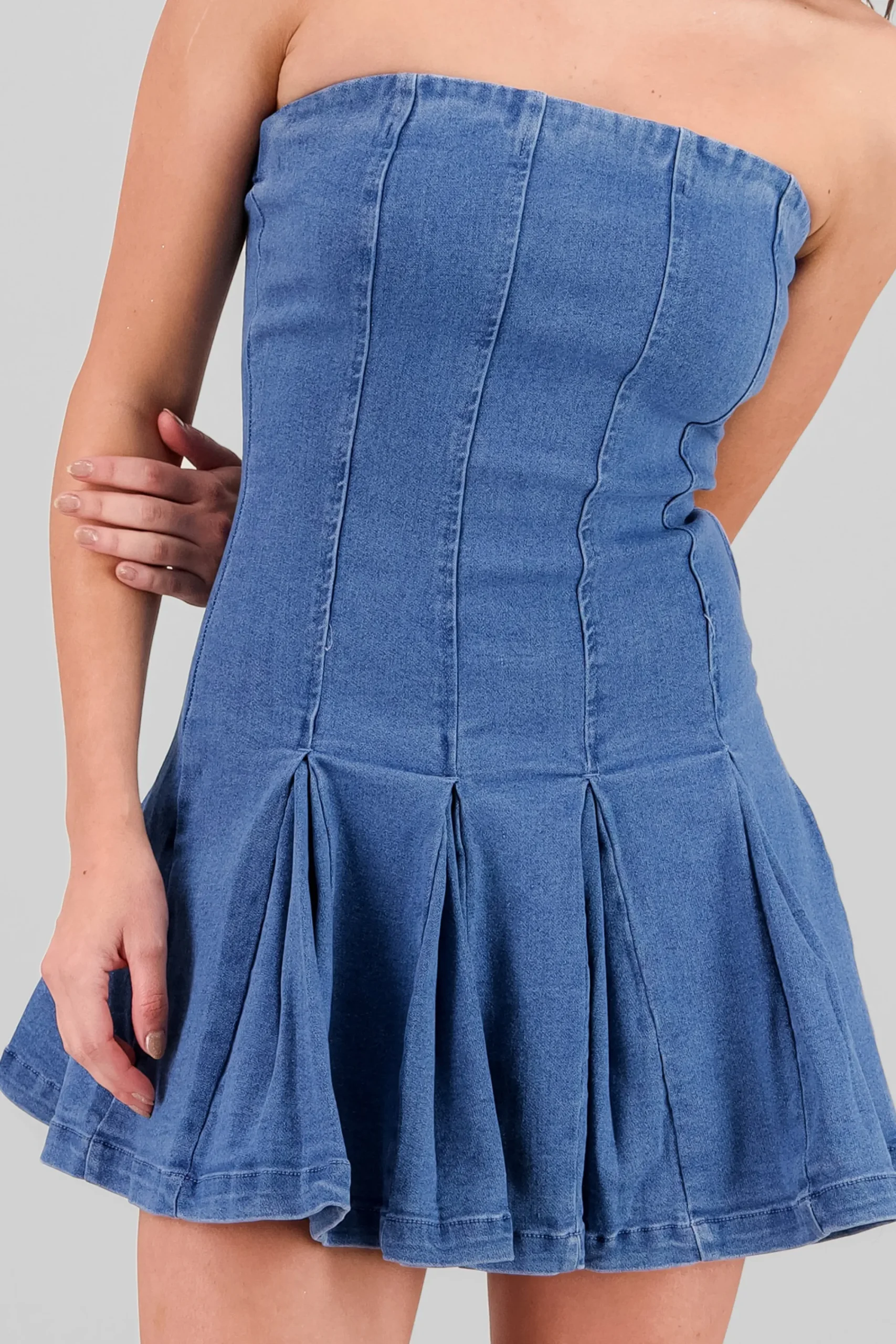 Shasa Pleated Denim Dress