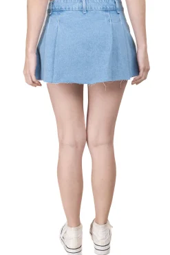 Shasa Pleated denim mini skirt