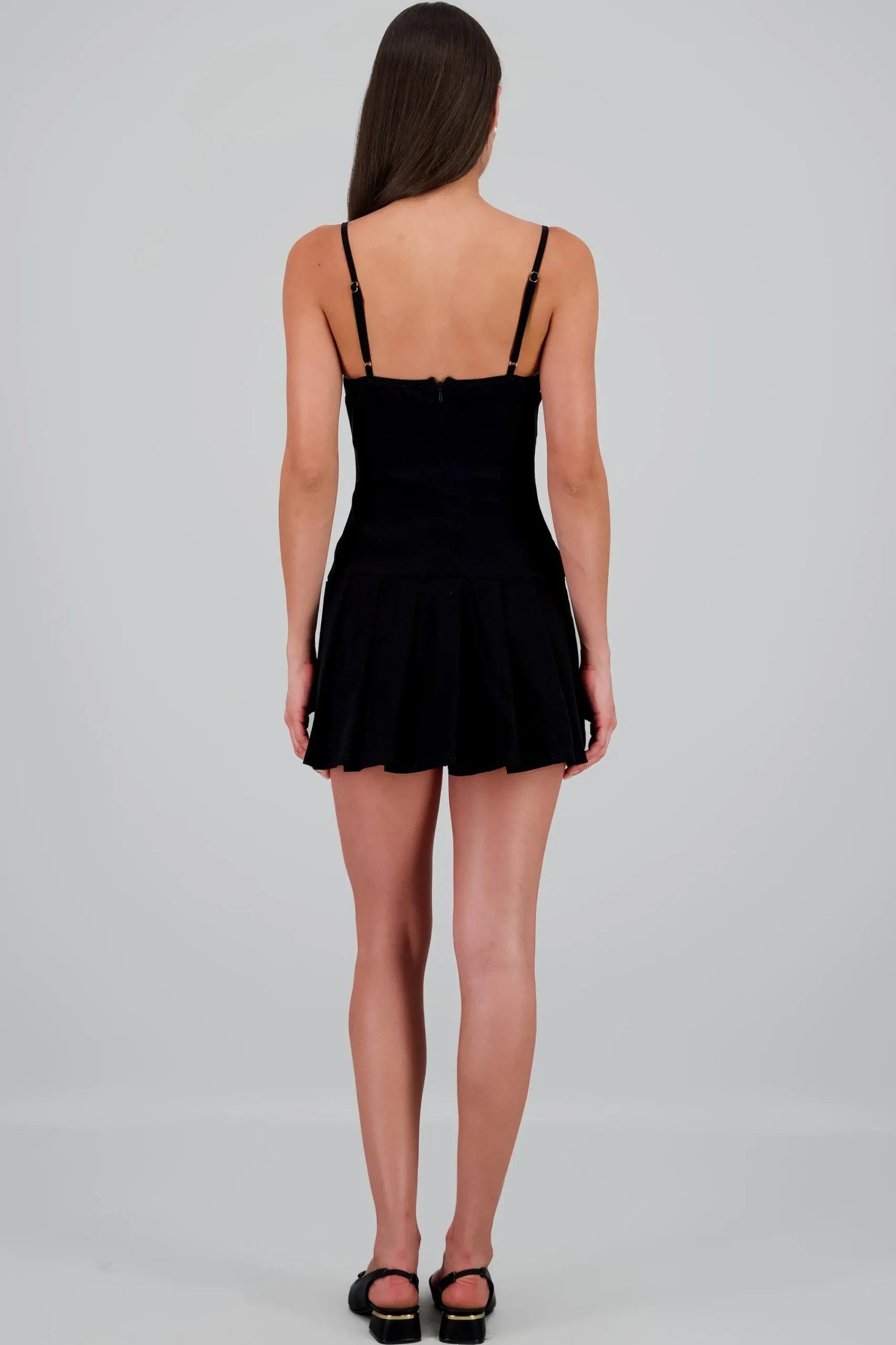 Shasa Pleated Mini Dress with Belt