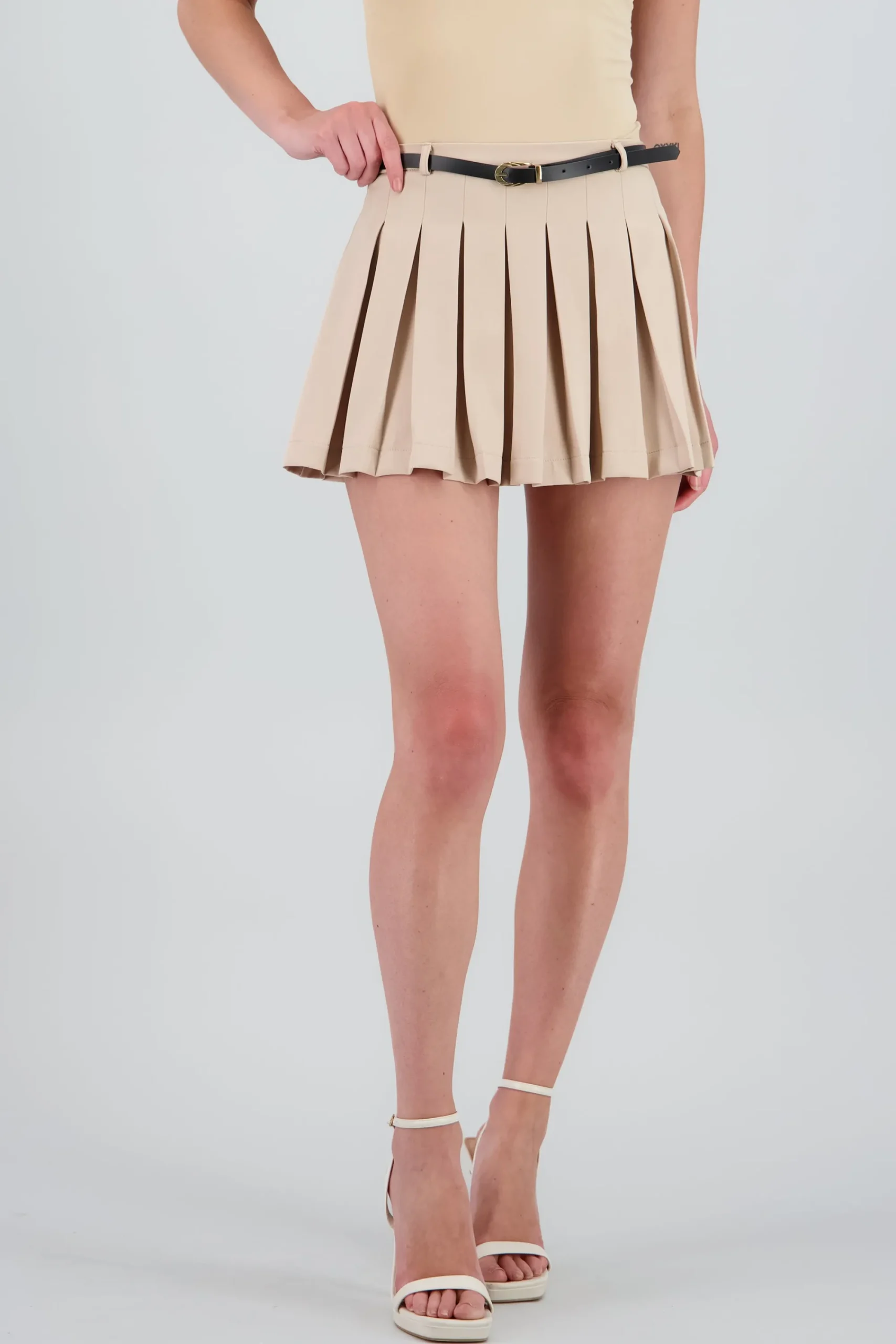 Shasa Pleated Mini Skirt with Belt