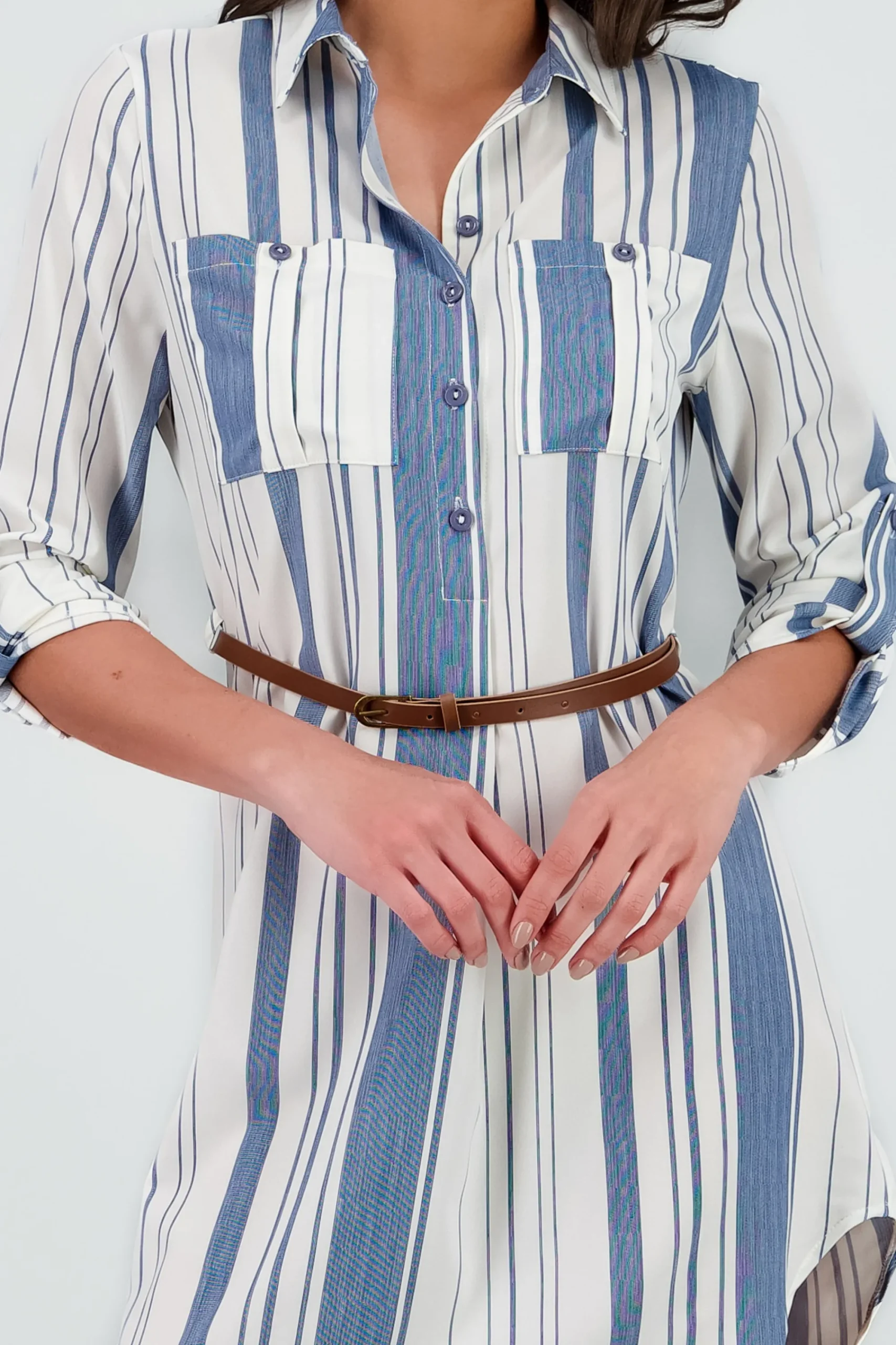 Shasa Pockets and Belt Shirt Dress
