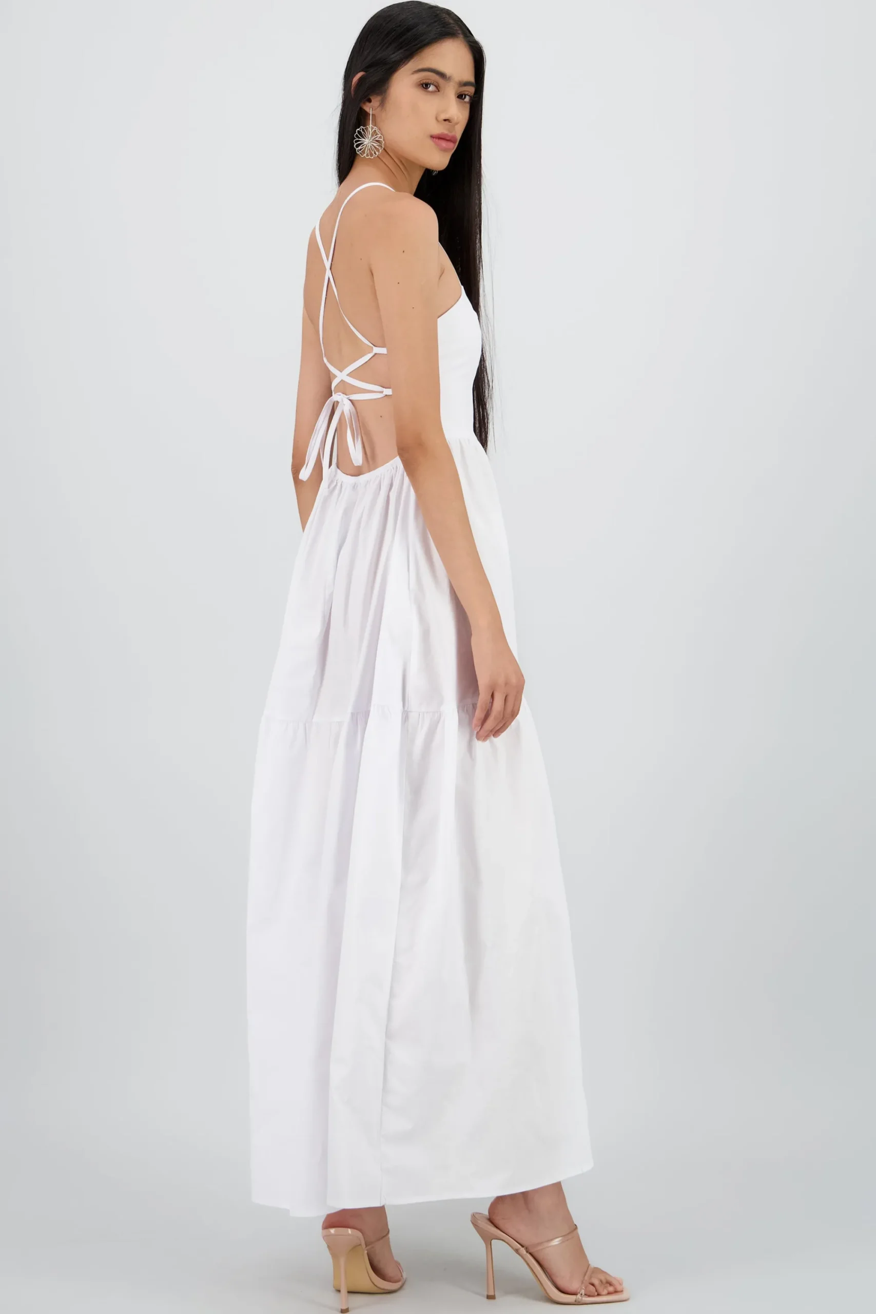 Shasa Poplin Maxi Dress with Crossed Back