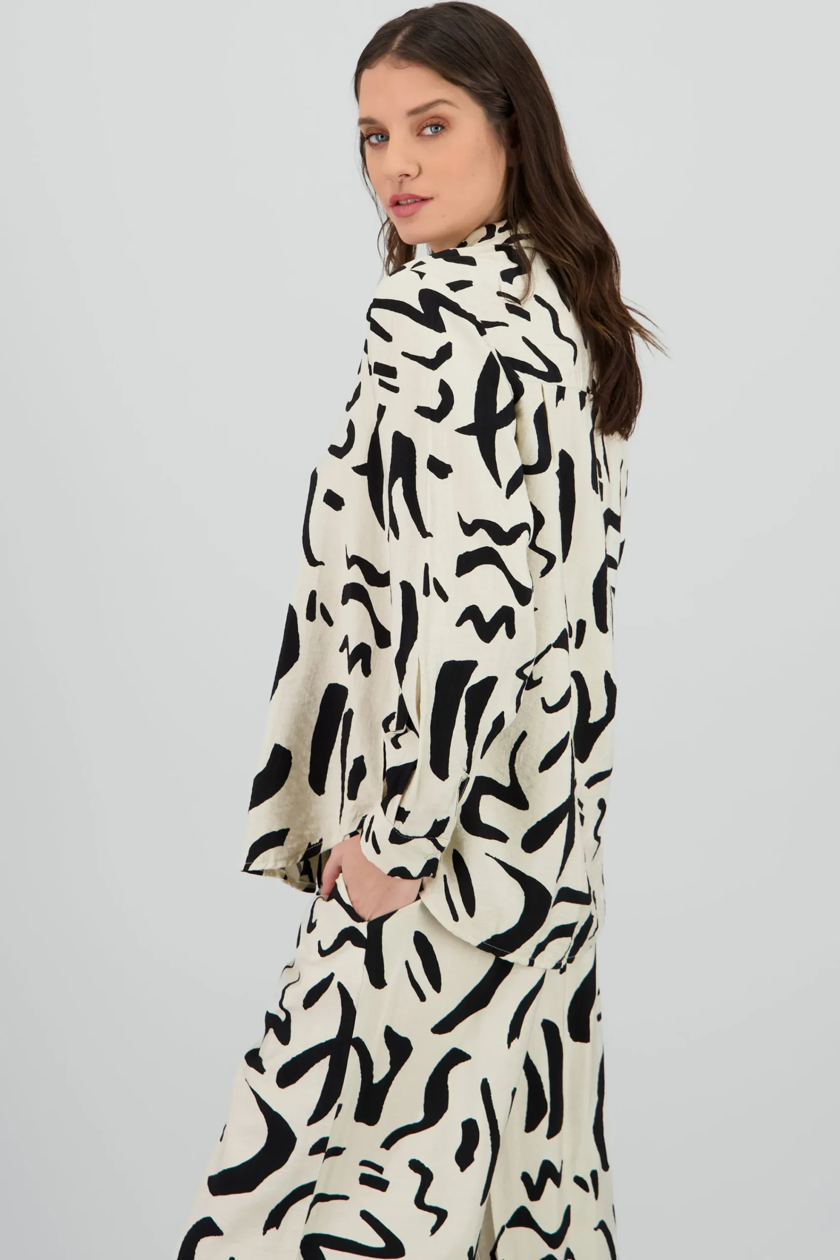 Shasa Print Detail Oversized Shirt