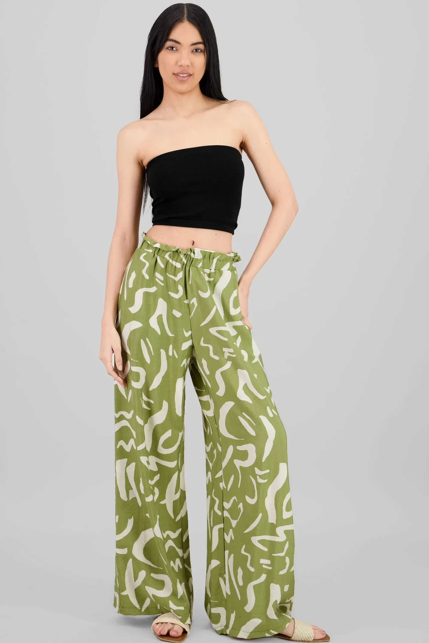 Shasa Print Detail Wide Leg Pants