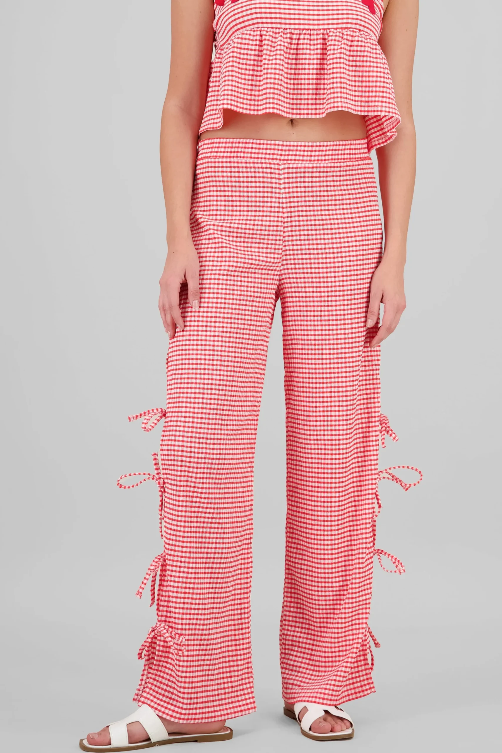 Shasa Printed Bow Details Wide Leg Pants