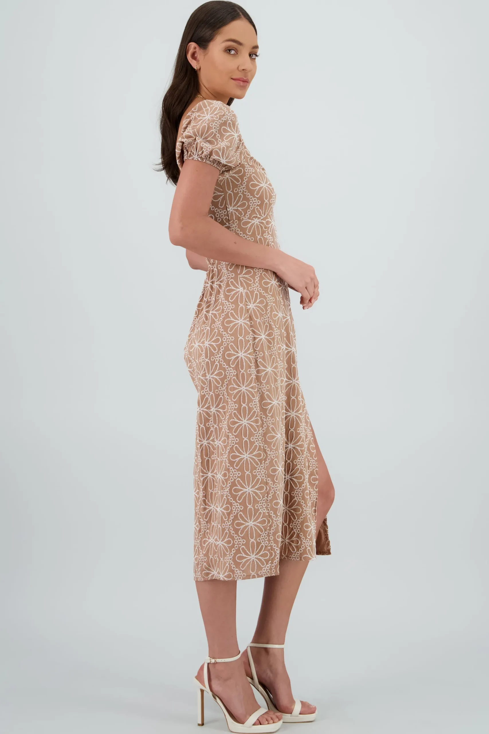 Shasa Puff Sleeves Midi Dress