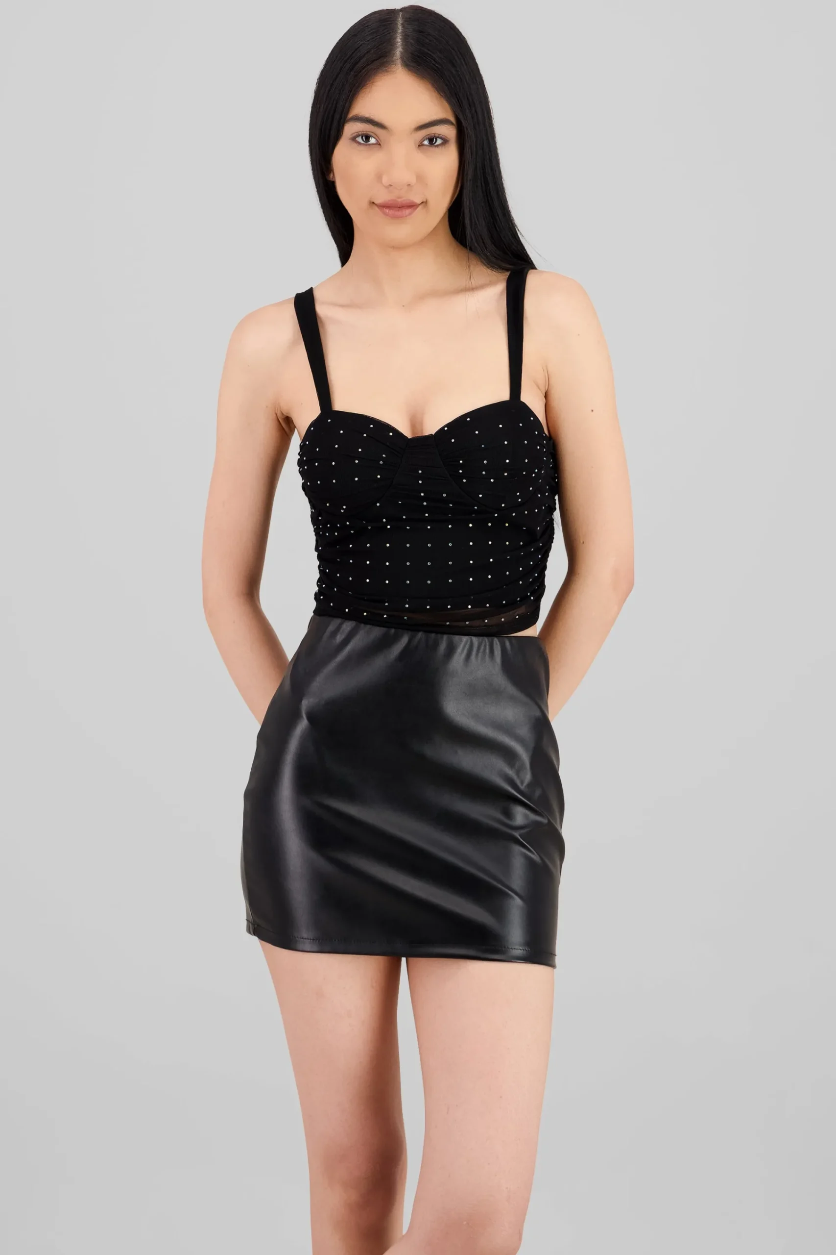 Shasa Rhinestones Mesh Top