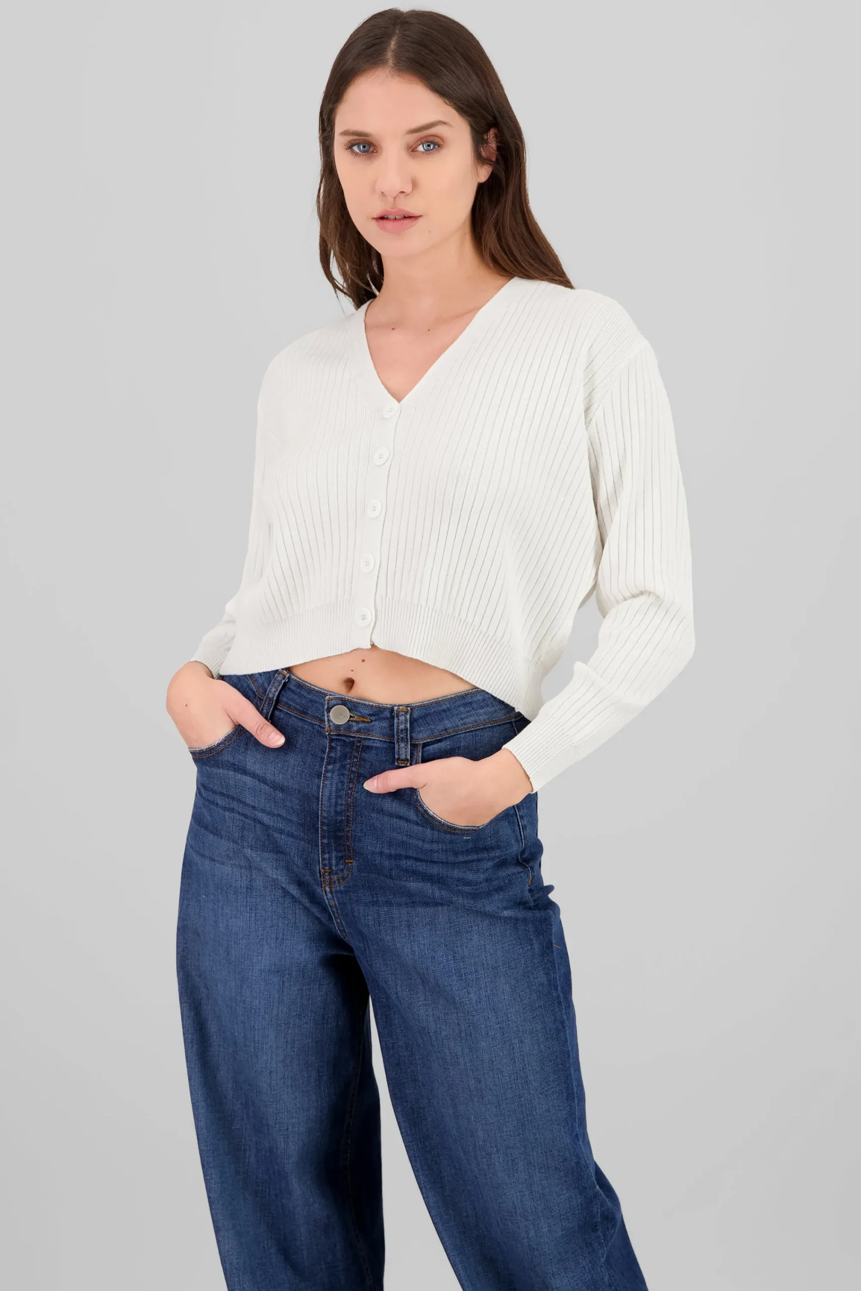 Shasa Ribbed Knit Buttoned Cardigan
