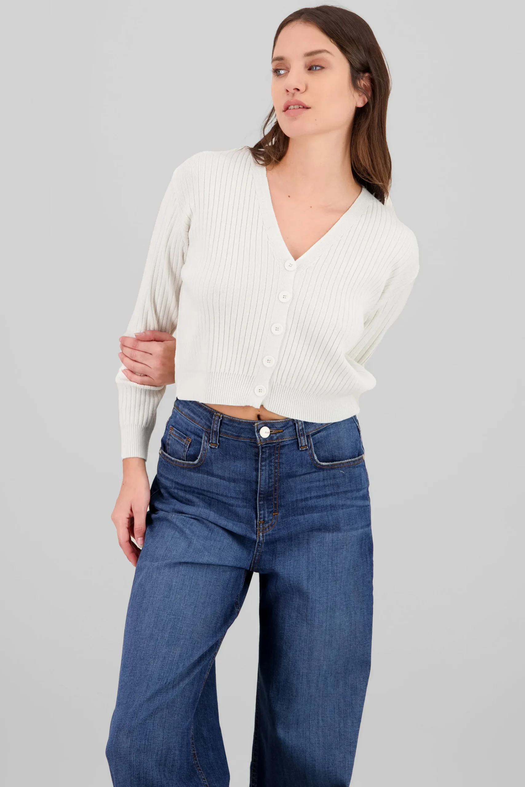 Shasa Ribbed Knit Buttoned Cardigan