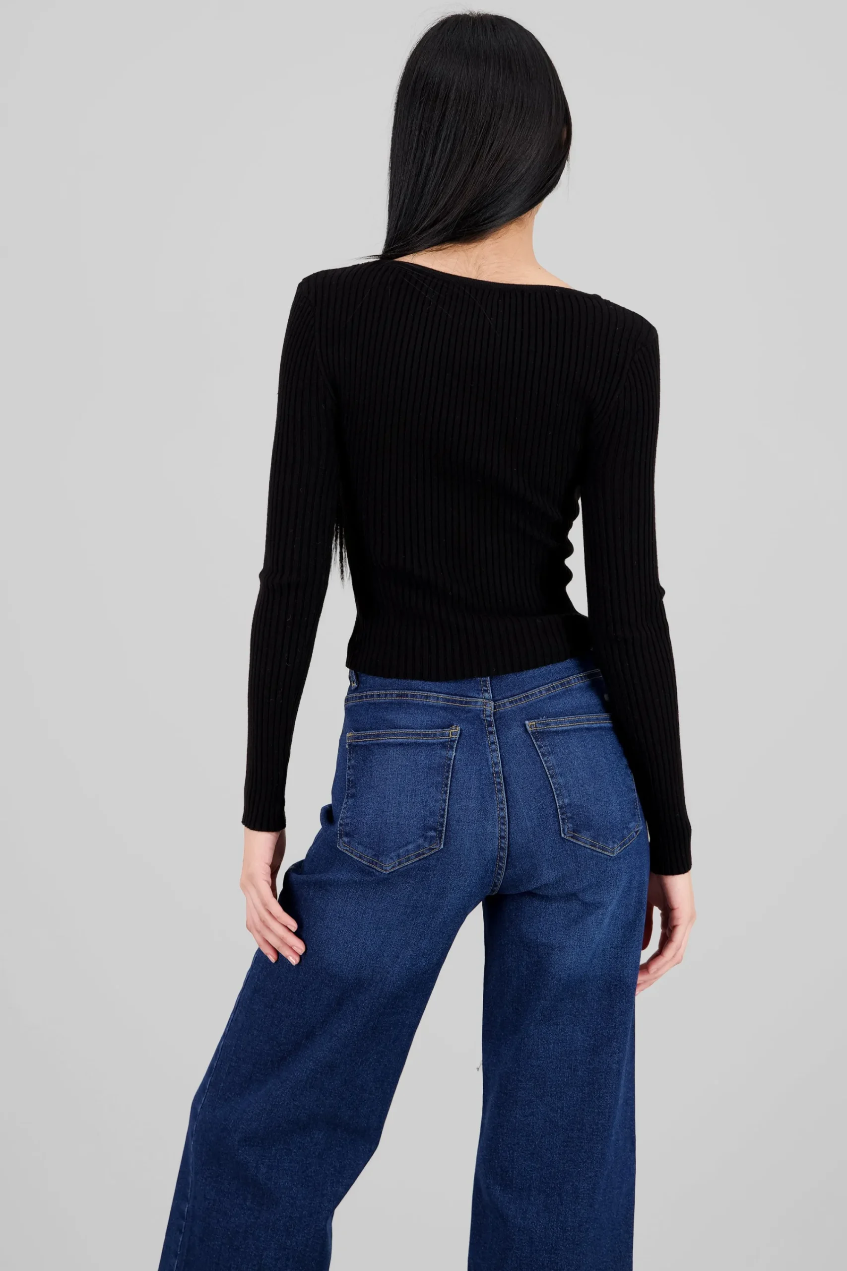 Shasa Ribbed Knit Long Sleeve Top