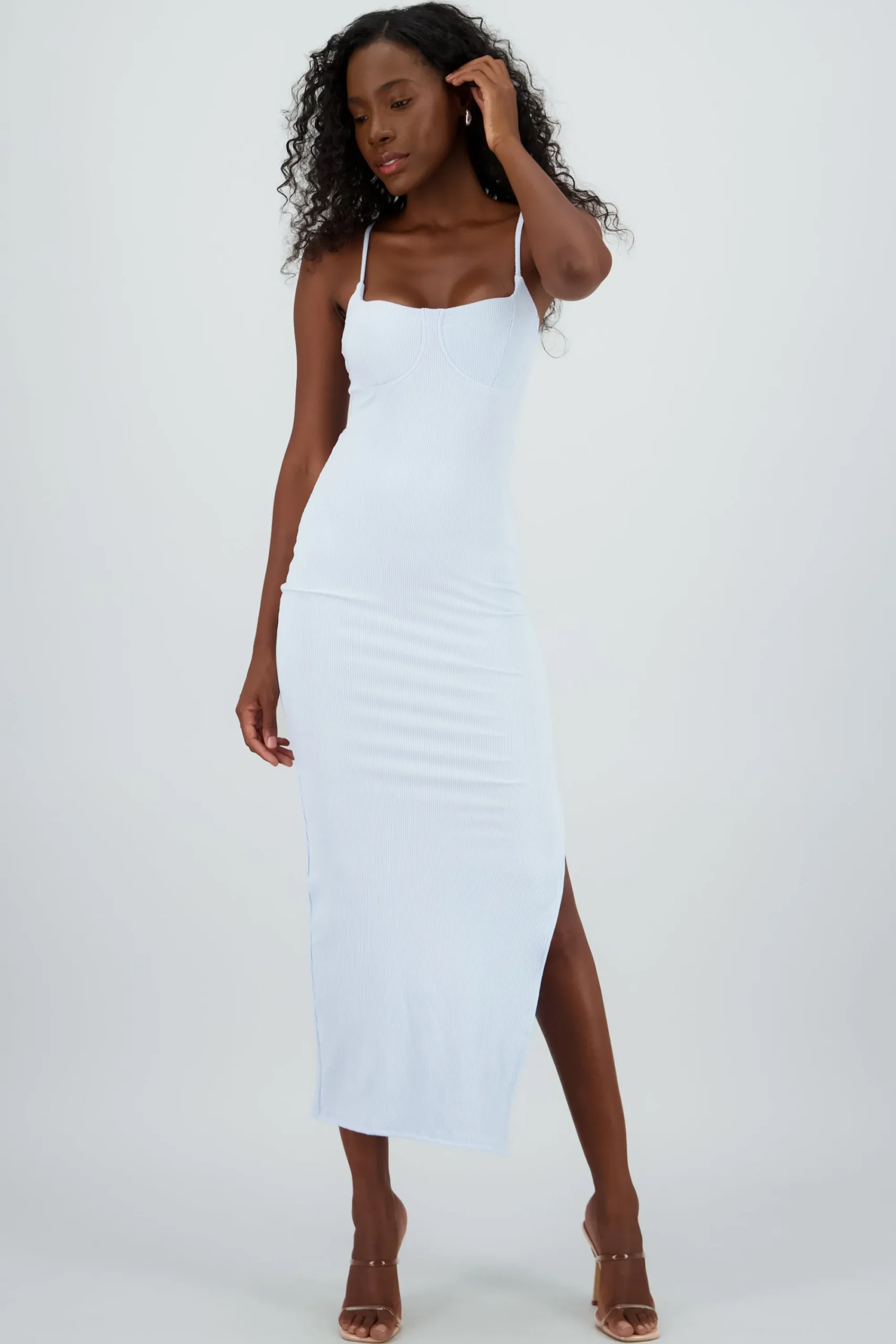 Shasa Ribbed Midi Dress with Cups