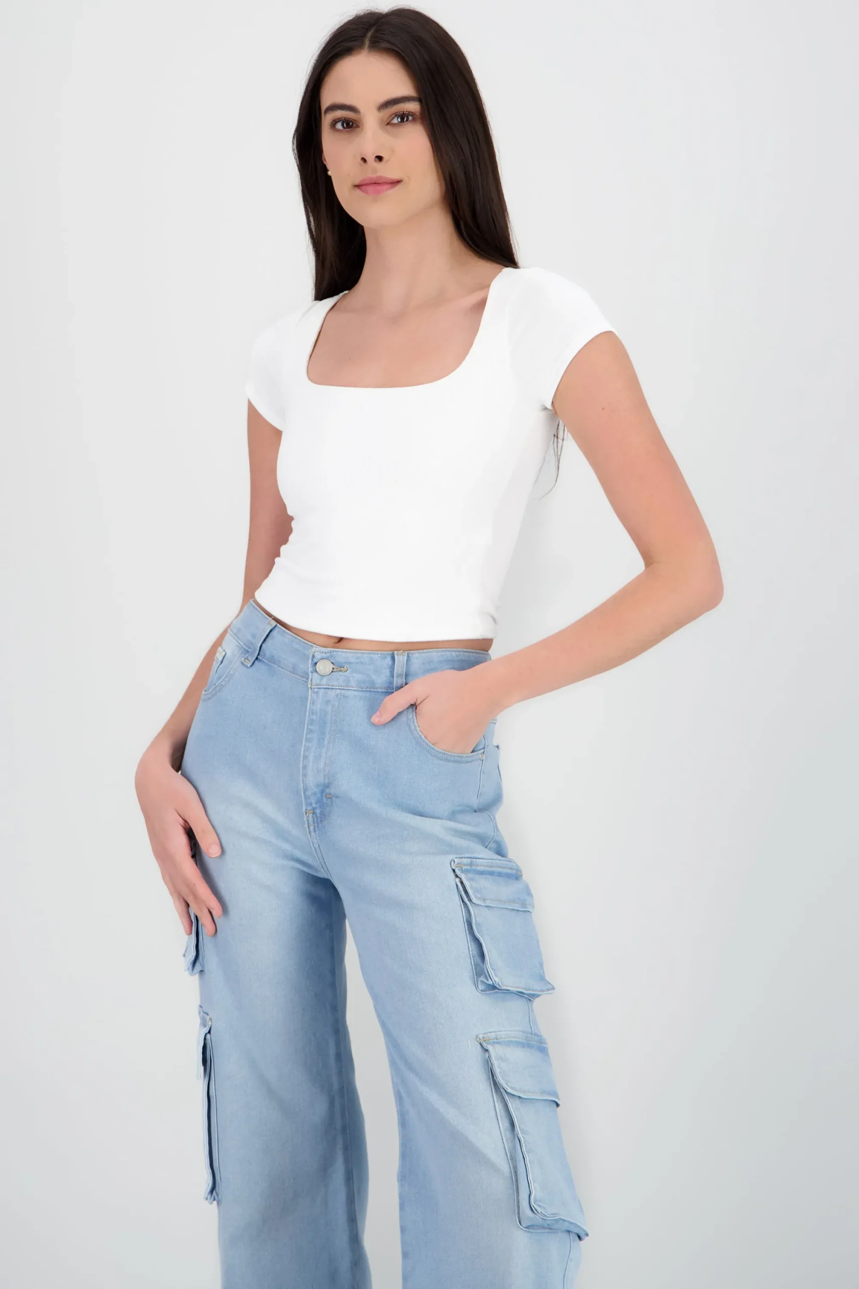 Shasa Ribbed Square Neck Top