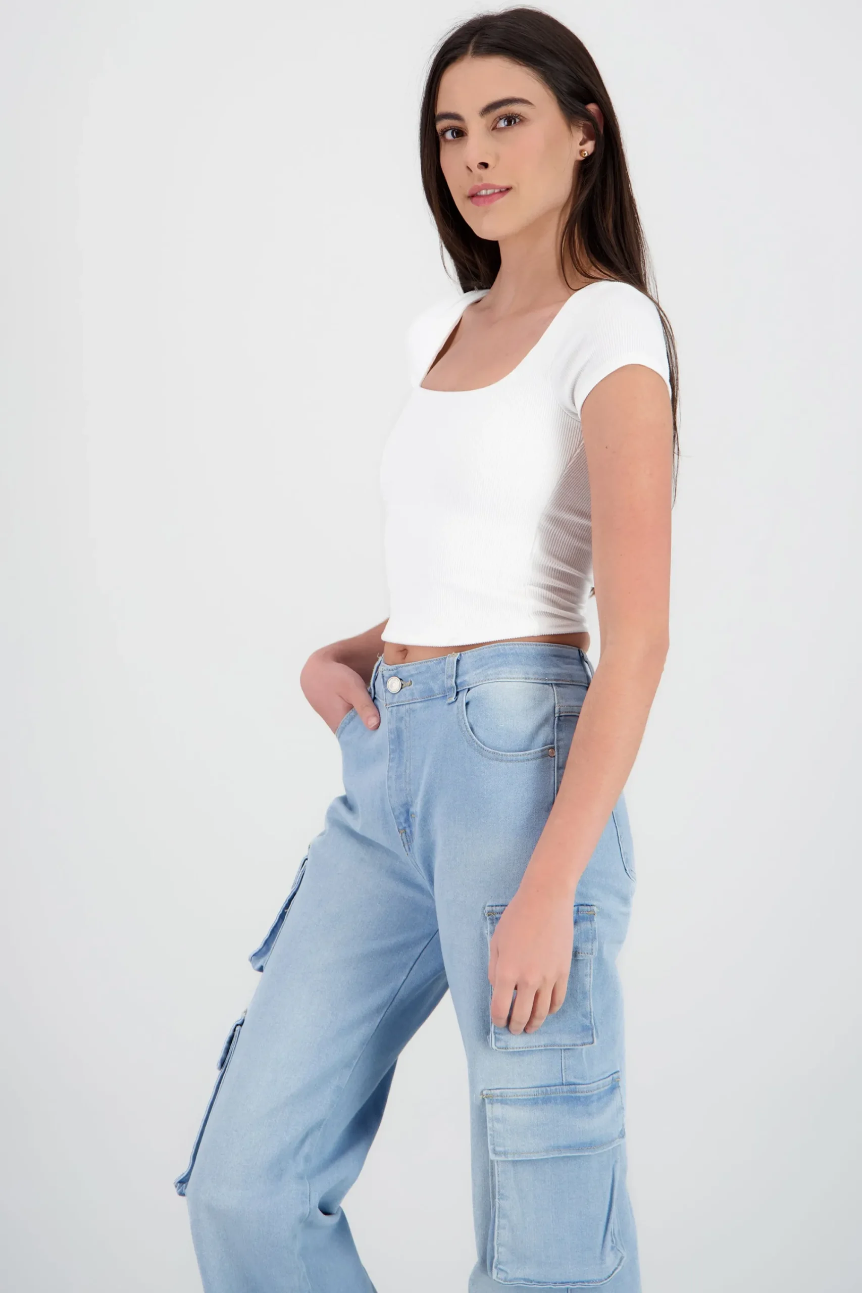 Shasa Ribbed Square Neck Top