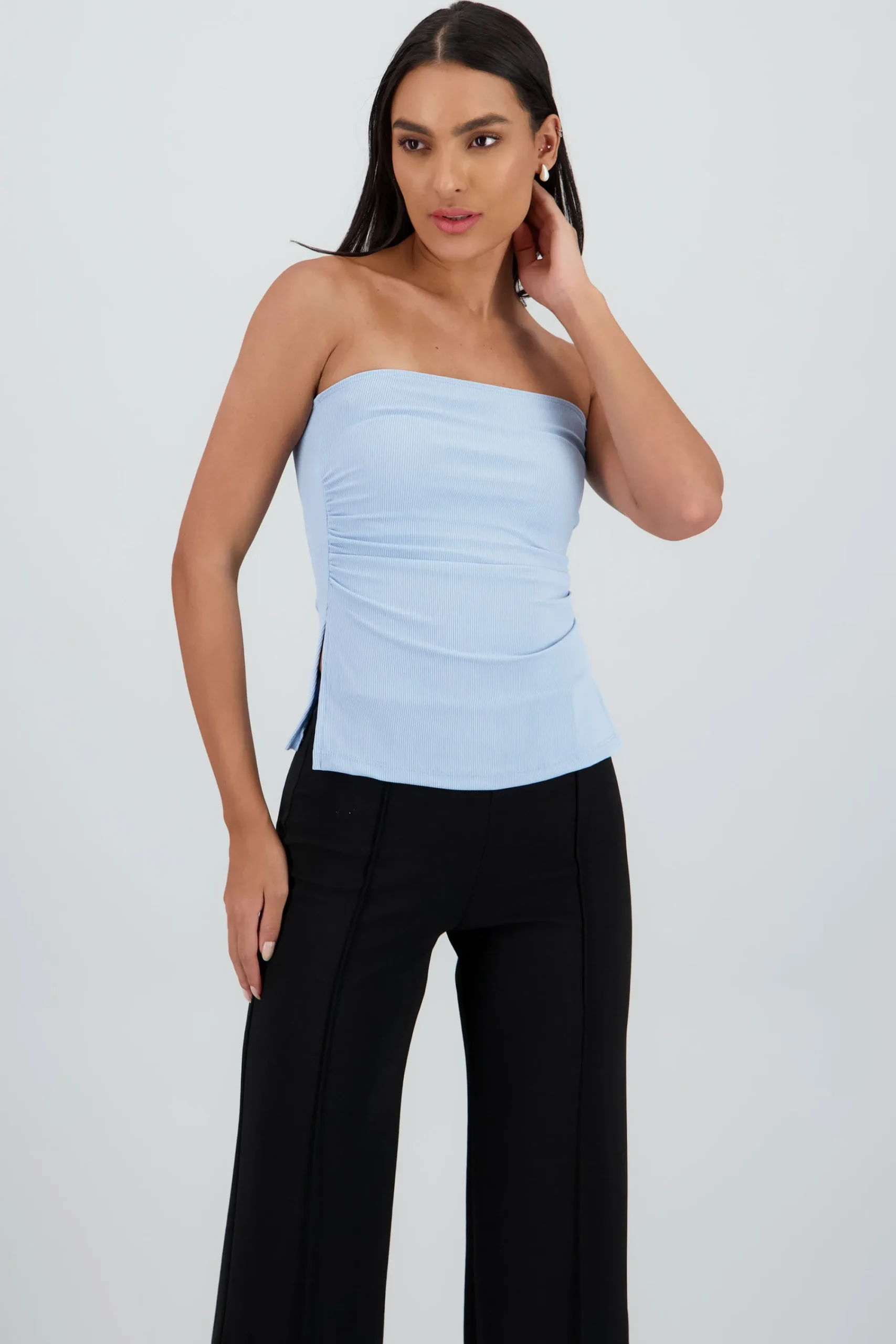 Shasa Ribbed Tube Top with Slit