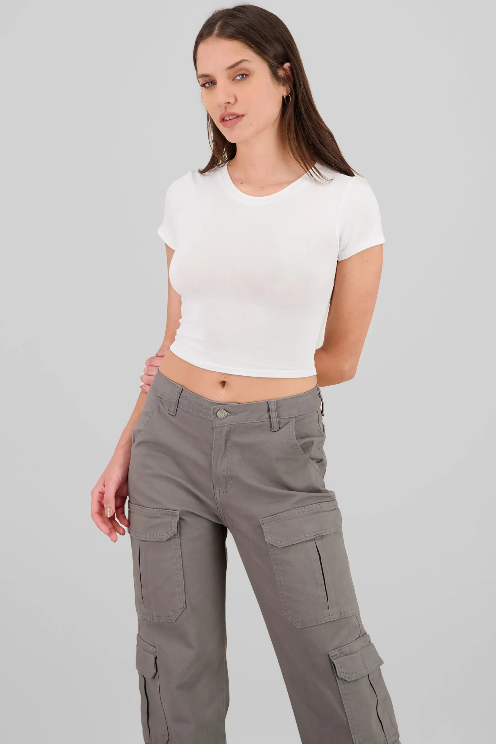Shasa Round Neck and Short Sleeves Ribbed Top