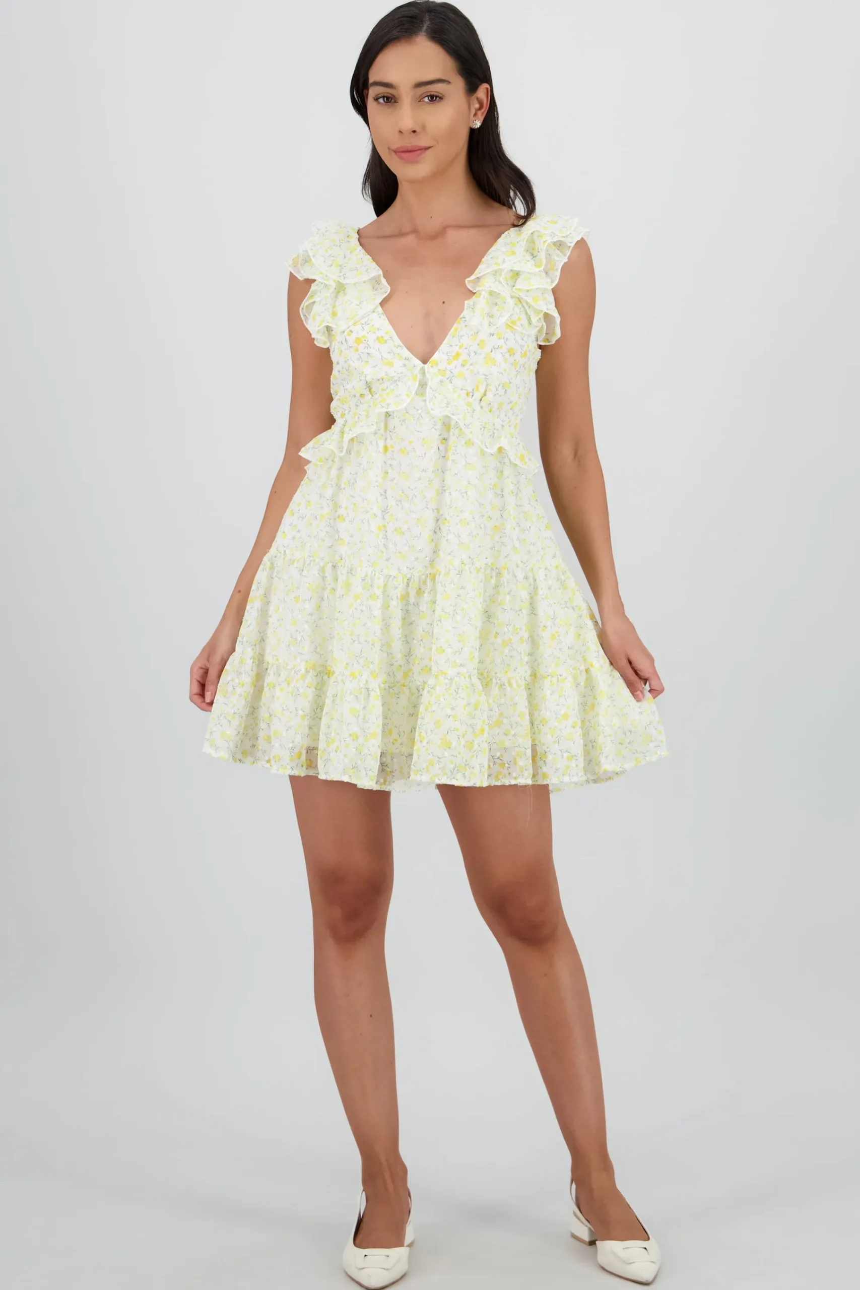 Shasa Ruffled Strap Details Mini Dress