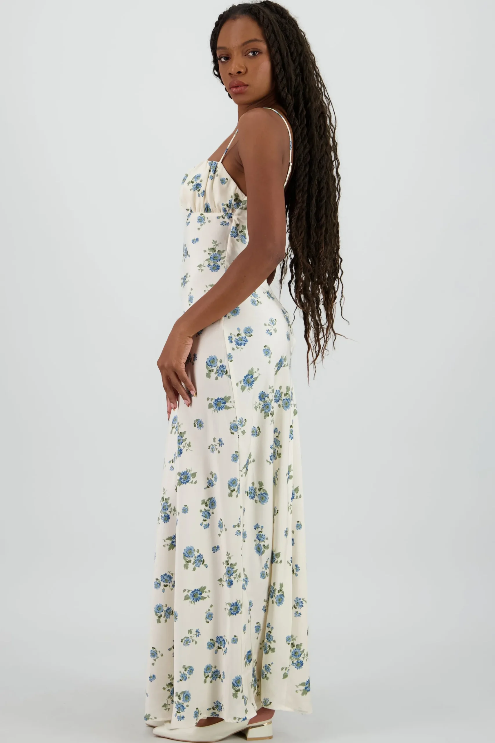 Shasa Satin Floral Maxi Dress