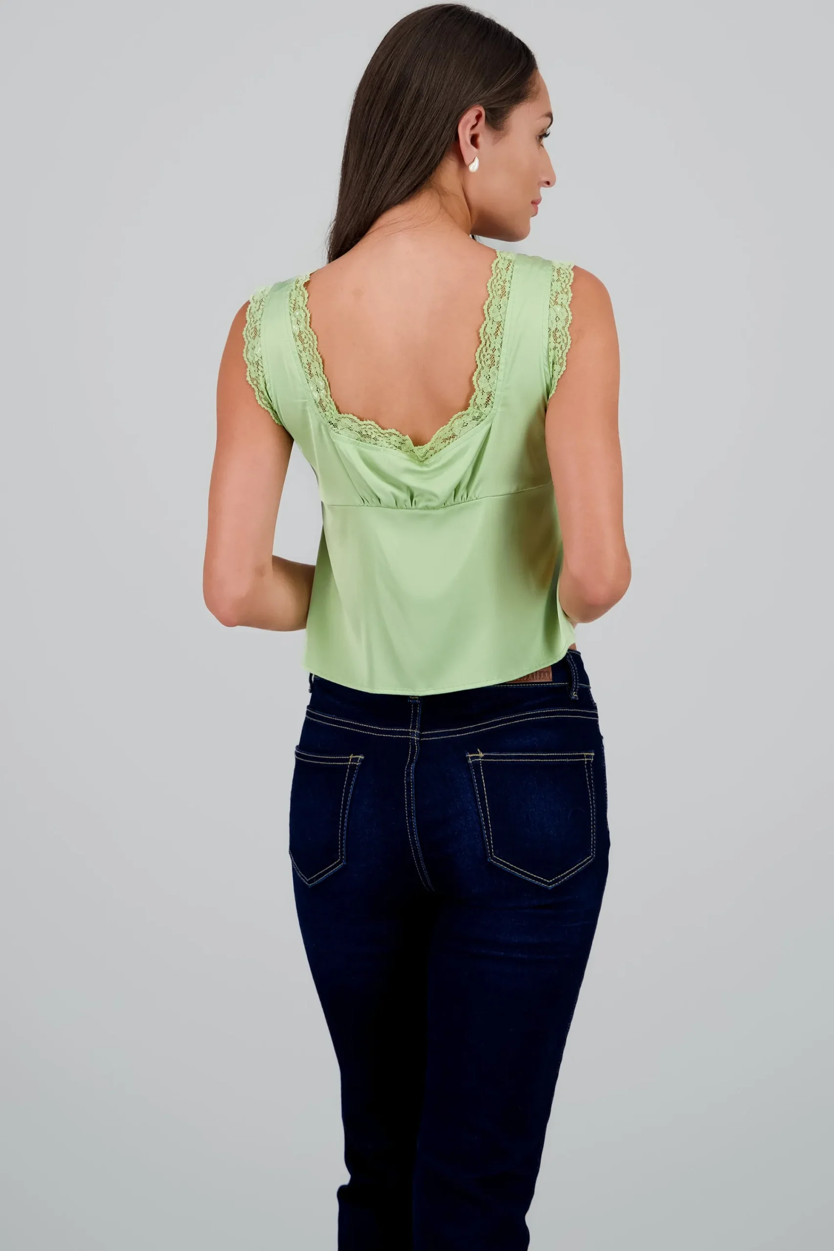 Shasa Satin Lace Blouse with Bow