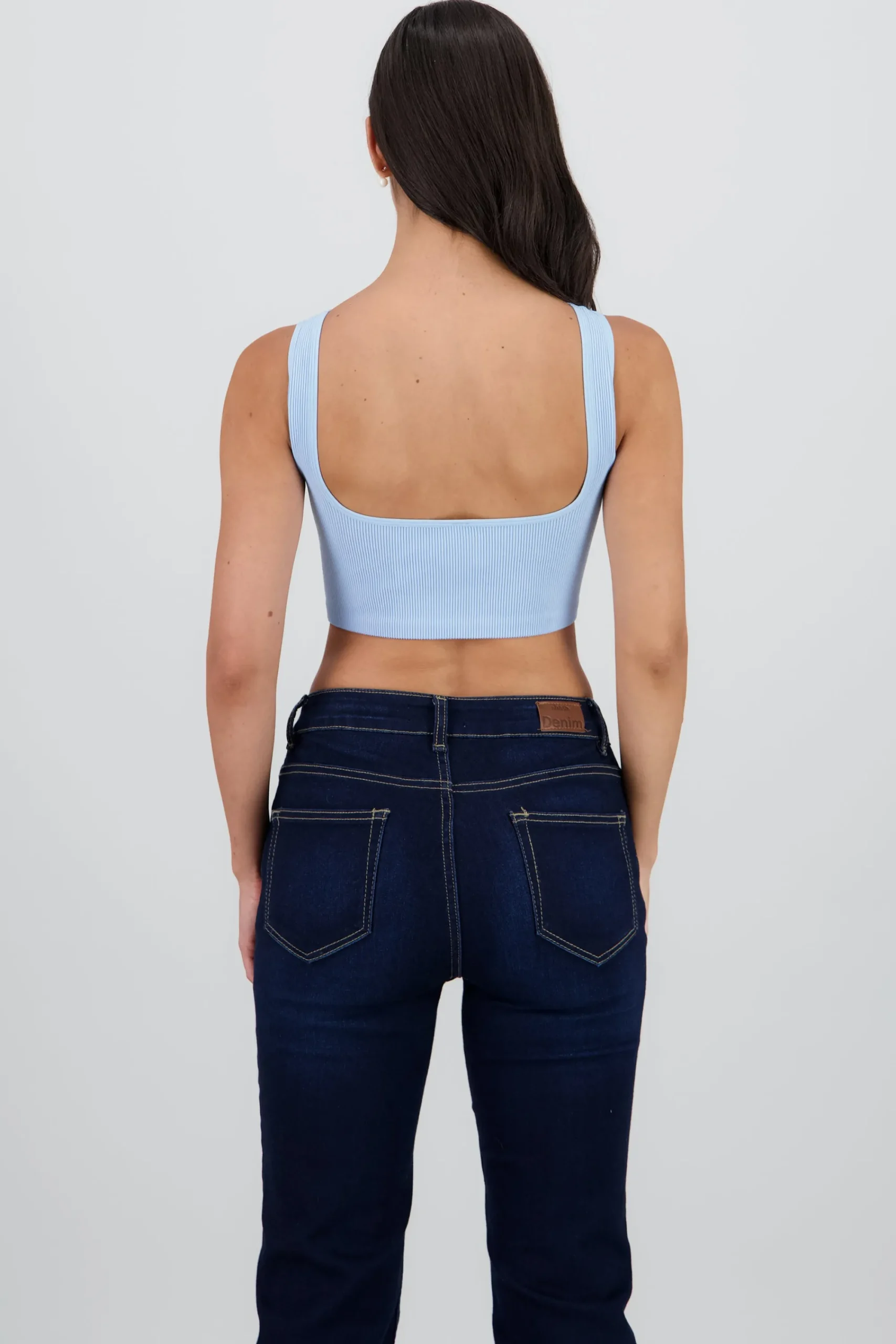 Shasa Seamless Ribbed Top with Low Back Detail