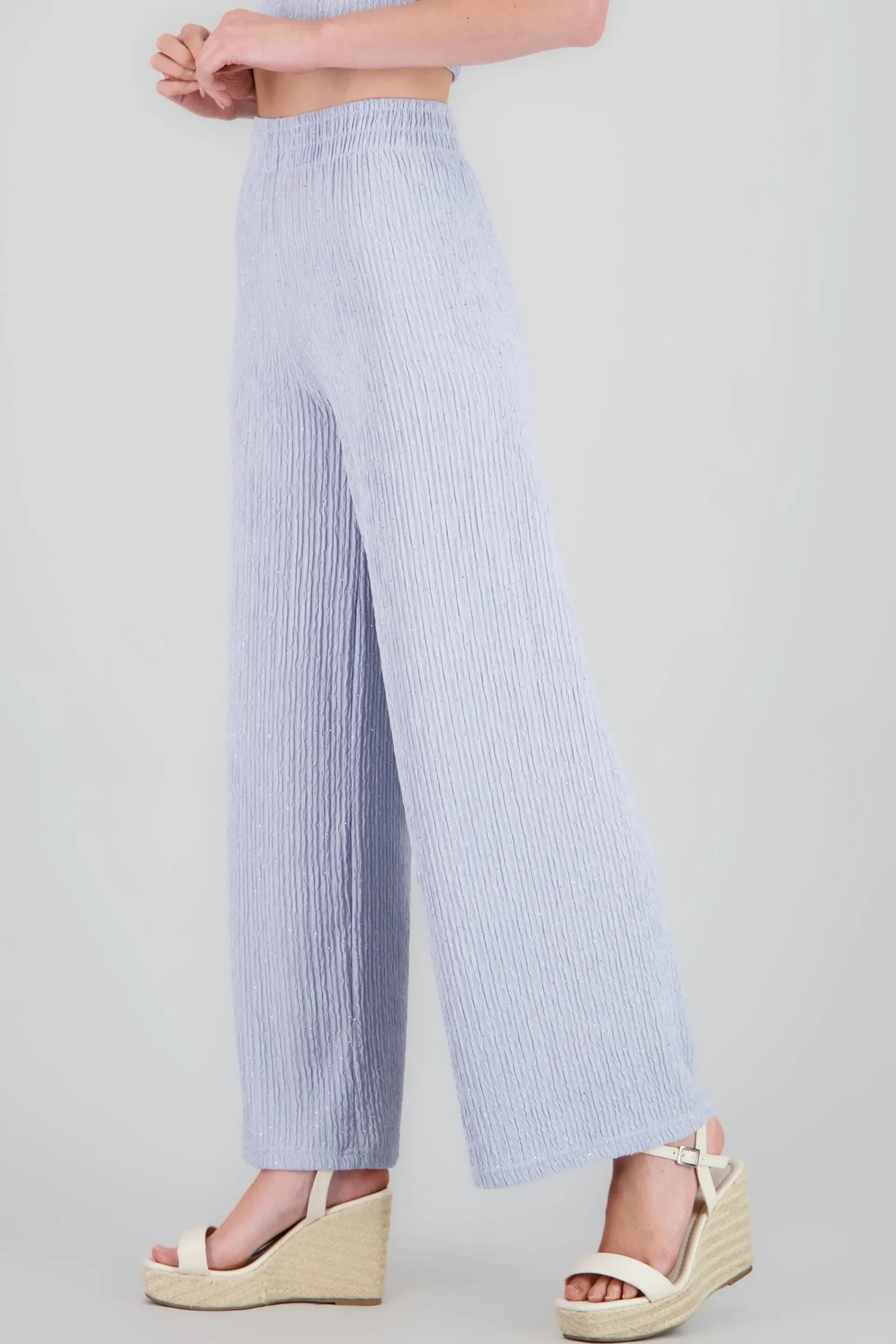Shasa Shiny Textured Fluid Pants