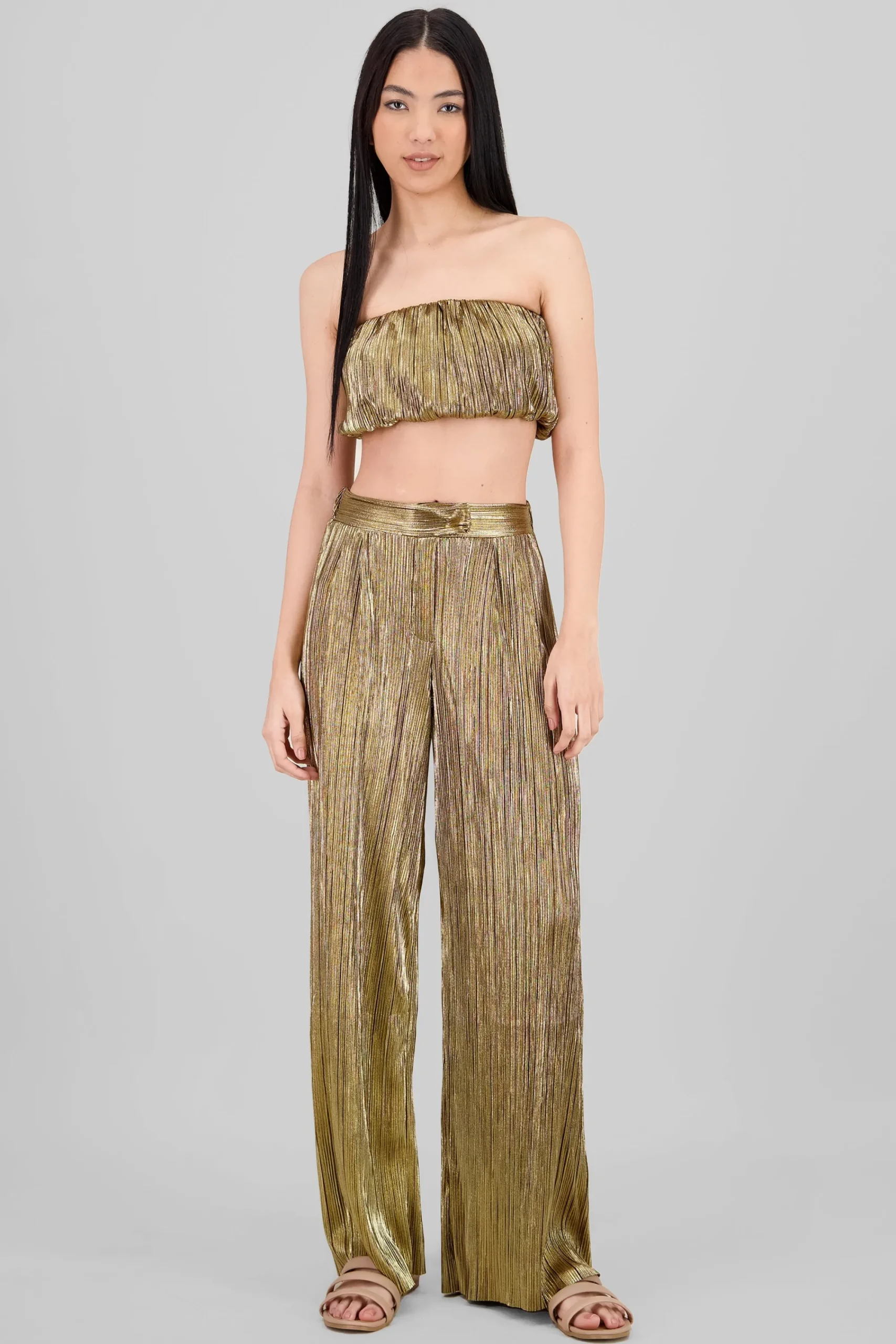 Shasa Shiny Textured Pants