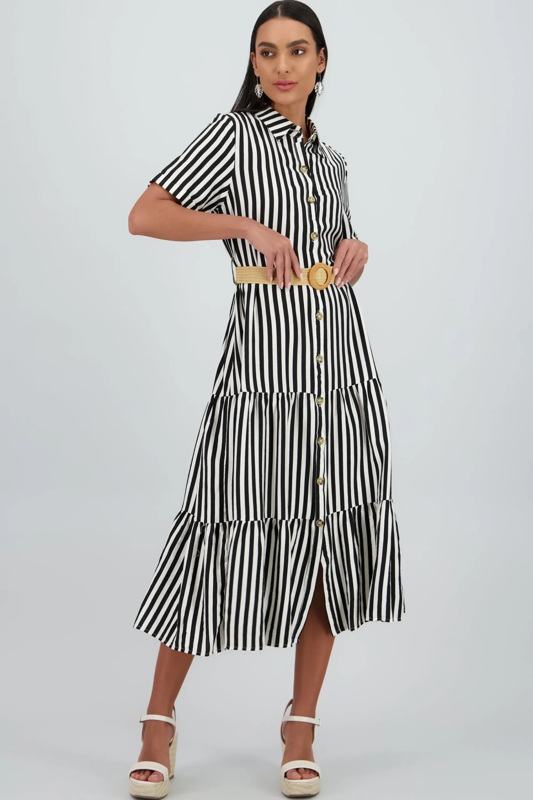 Shasa Shirt Dress with Belt Detail