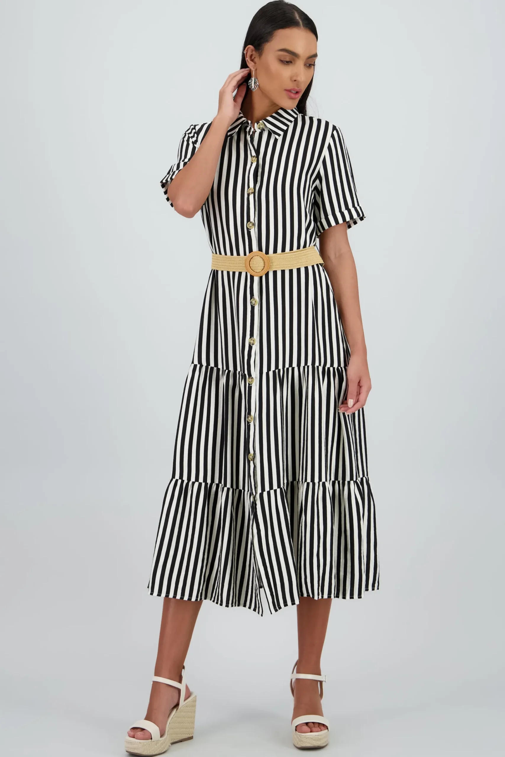 Shasa Shirt Dress with Belt Detail