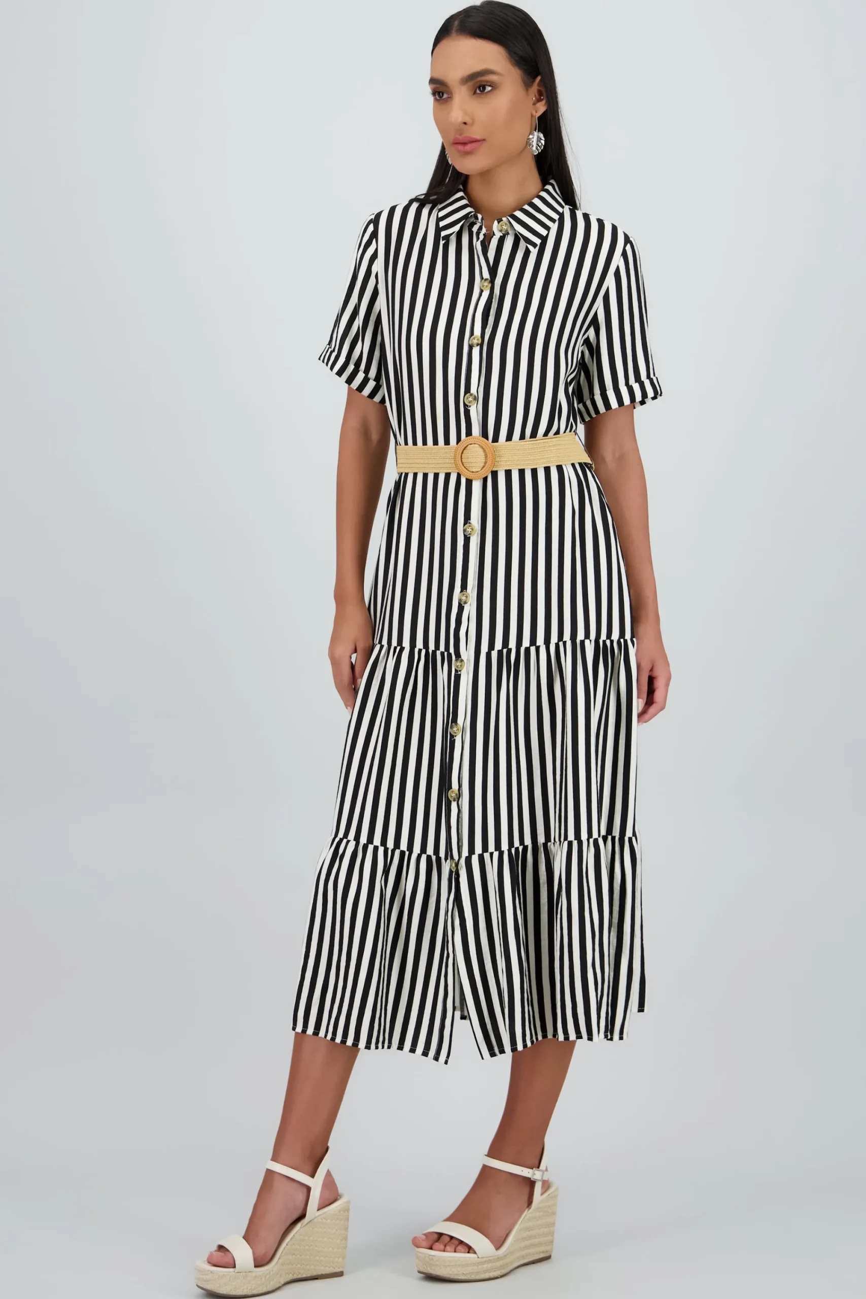 Shasa Shirt Dress with Belt Detail