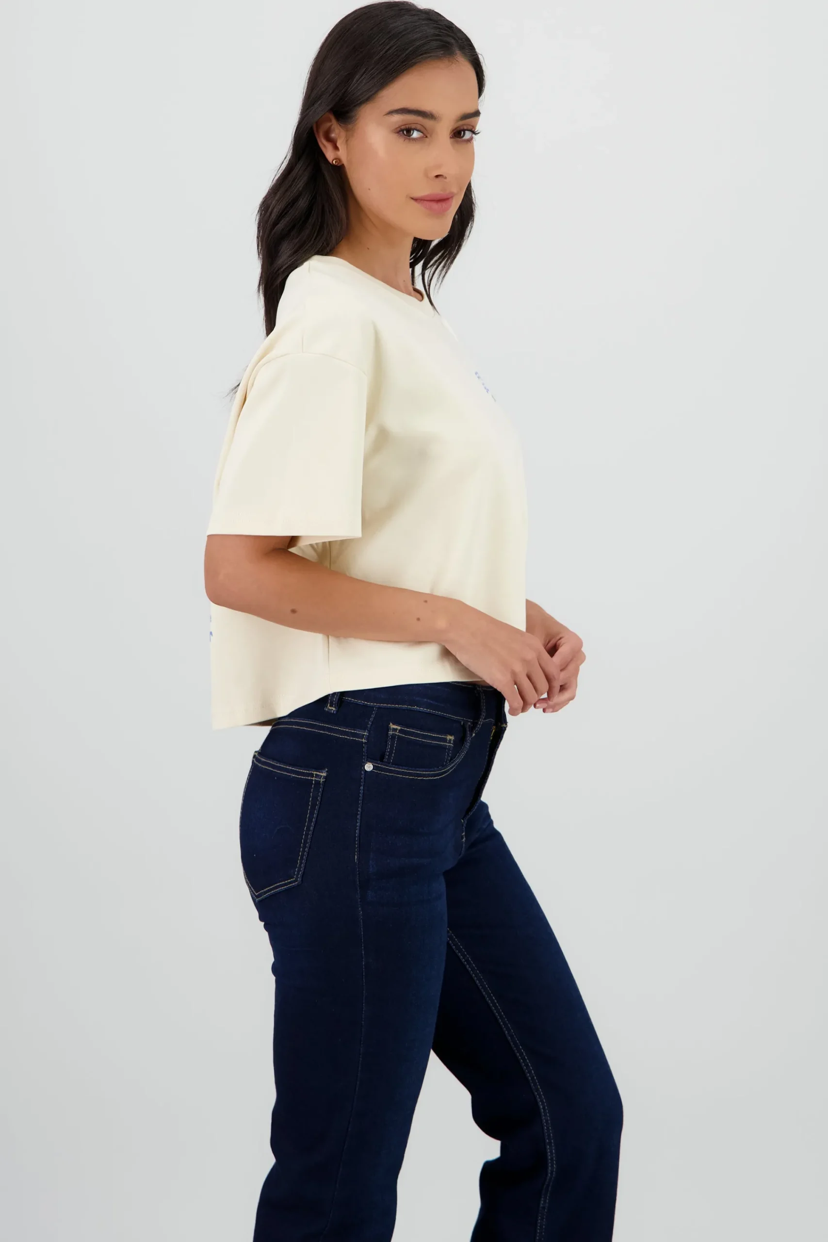 Shasa Short Sleeve Cropped T Shirt with Lemon Print